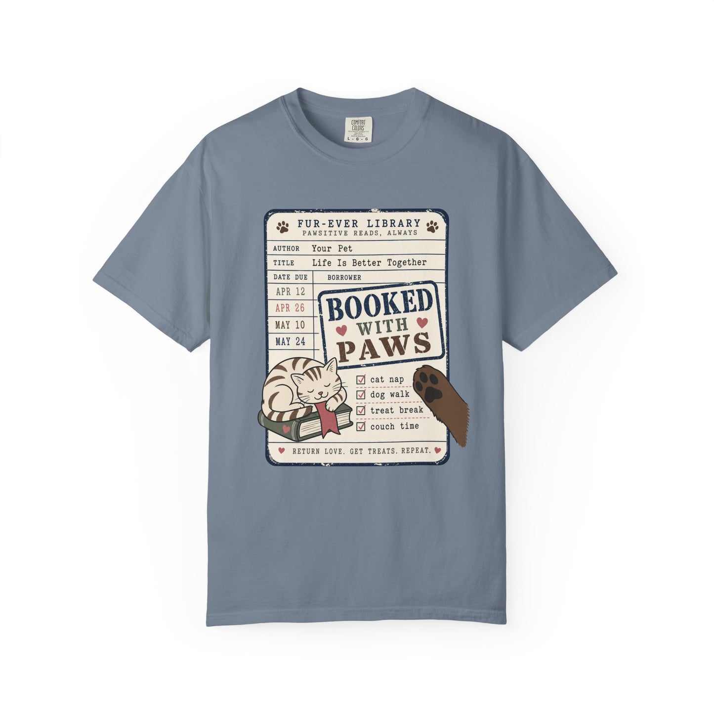 Booked With Paws Library Card Shirt - Cute Pet Lover T-Shirt