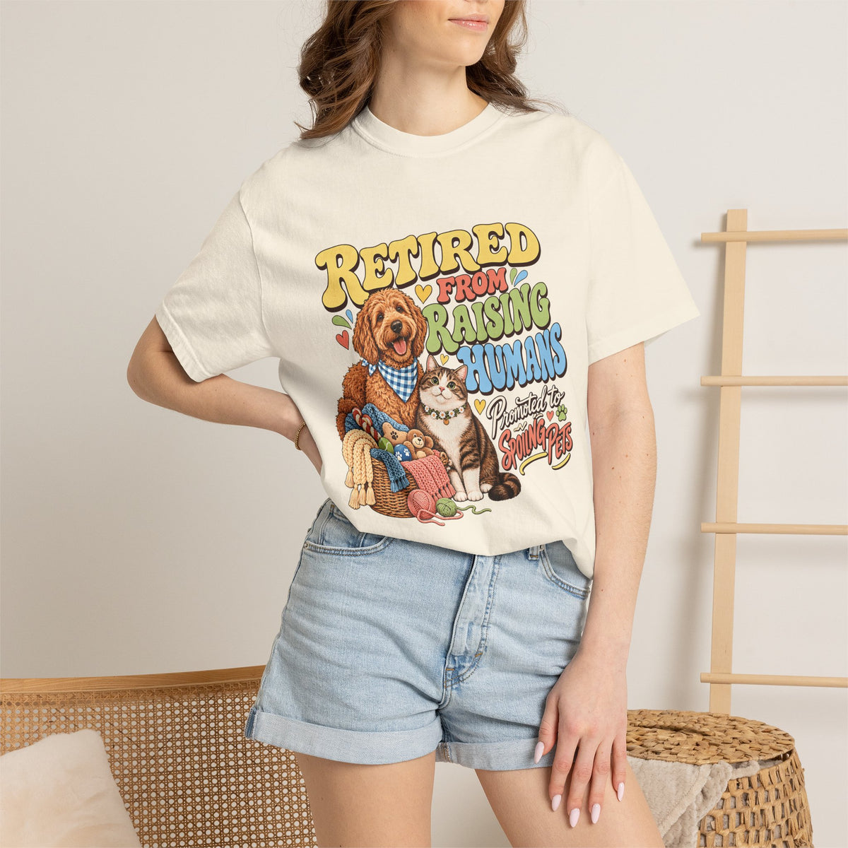 Retired From Raising Humans T-Shirt – Funny Dog & Cat Empty Nester Tee