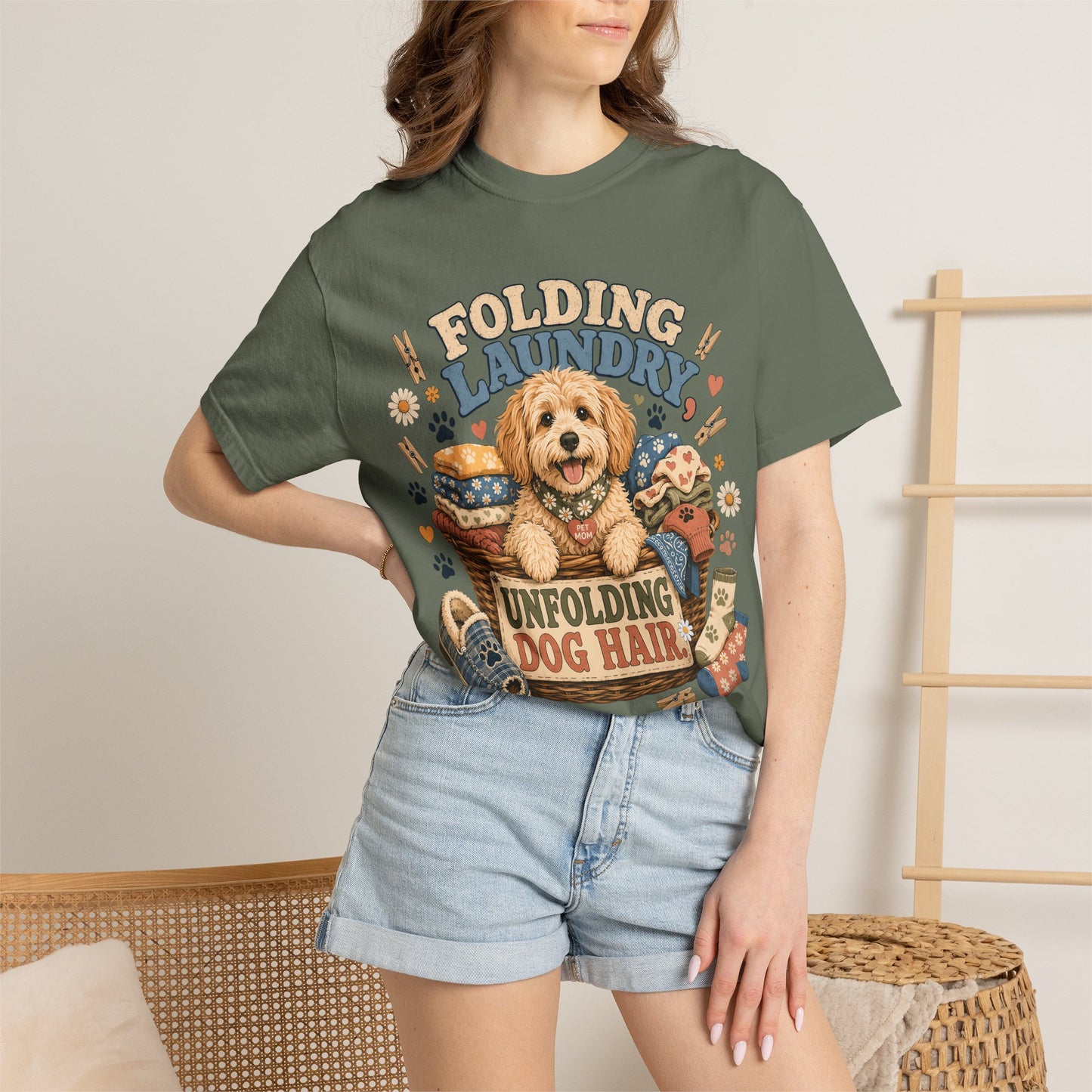 Folding Laundry Unfolding Dog Hair — Cute Pet Lover T-Shirt