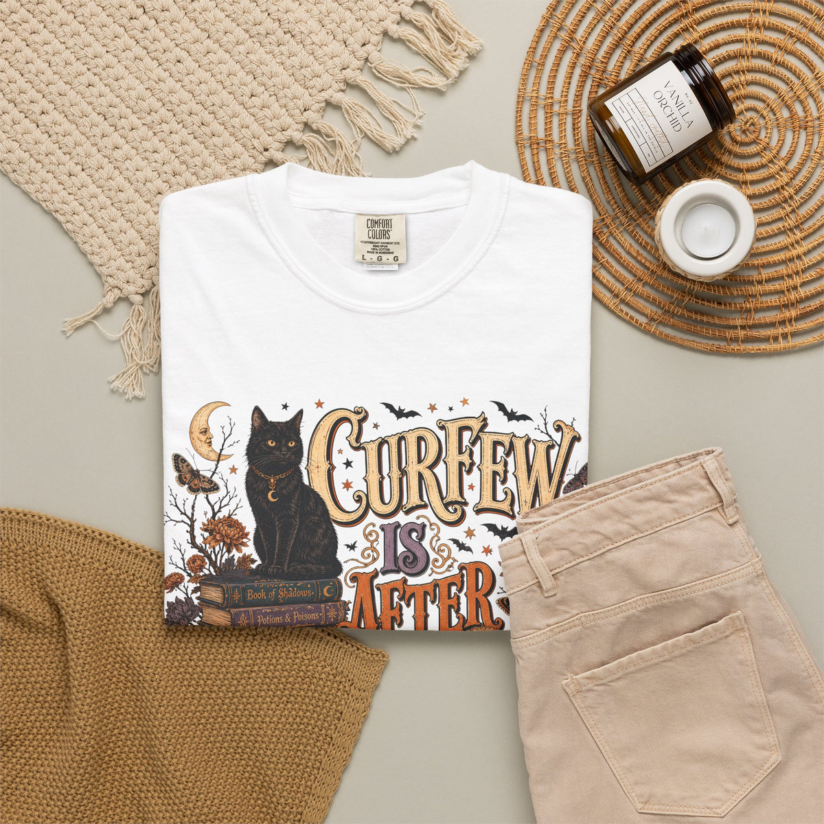 Curfew Is After Treats – Witchy Halloween Dog & Cat T-Shirt