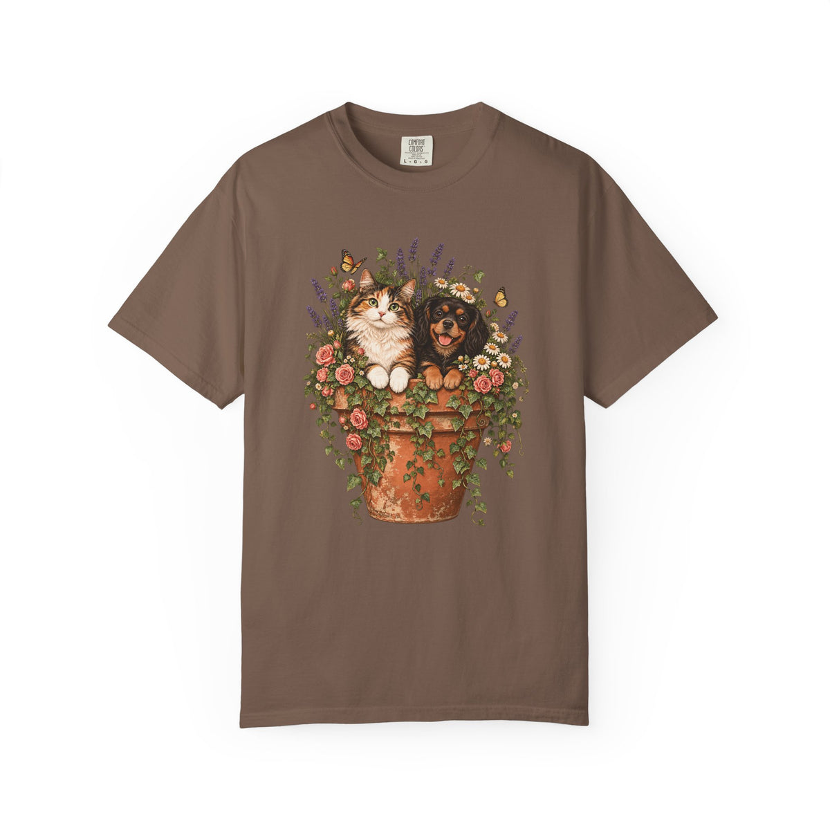 Cottage Garden Dog & Cat T-Shirt – Floral Pet Lover Tee
