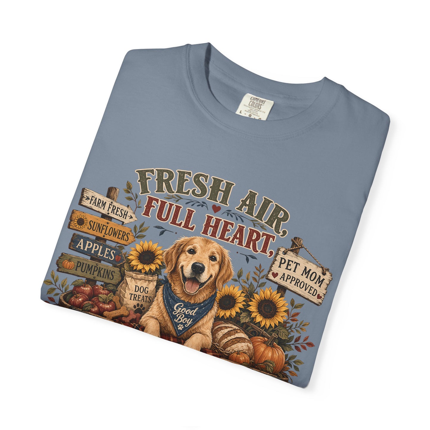 Fresh Air Full Heart Happy Dog — Cute Pet Lover T-Shirt