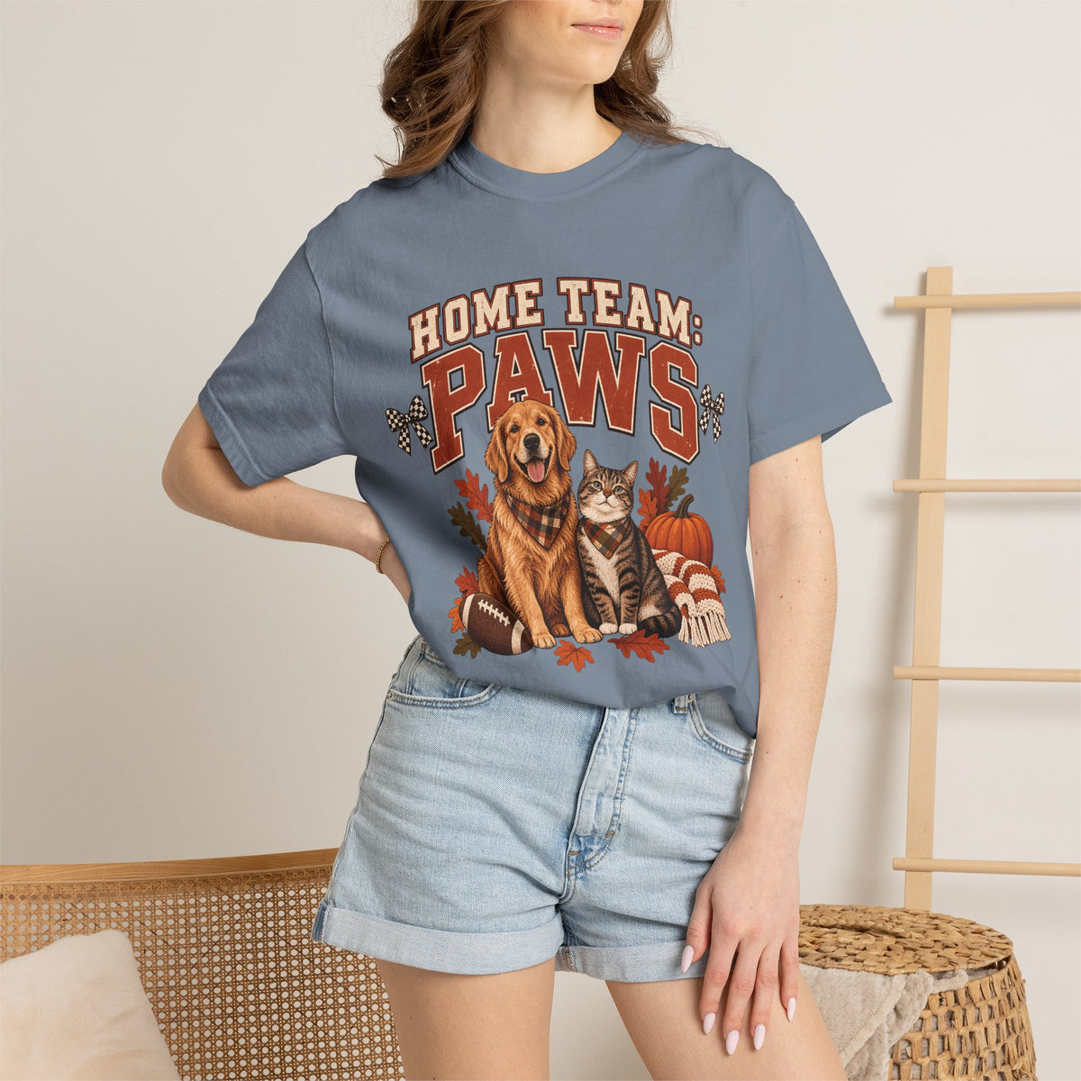 Home Team Paws T-Shirt – Football Dog & Cat Pet Lover Tee