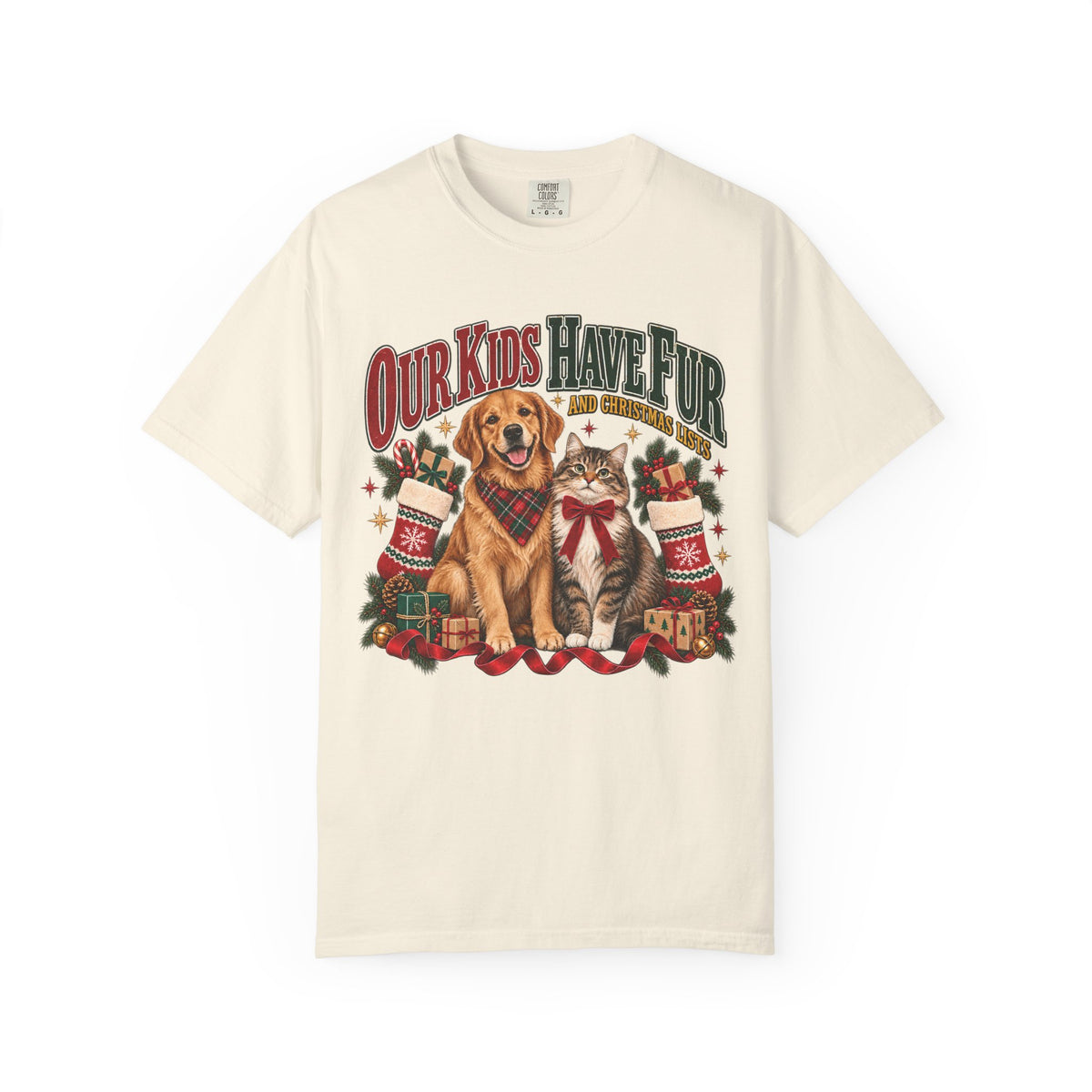 Our Kids Have Fur and Christmas Lists T-Shirt – Funny Pet Parent Christmas Tee