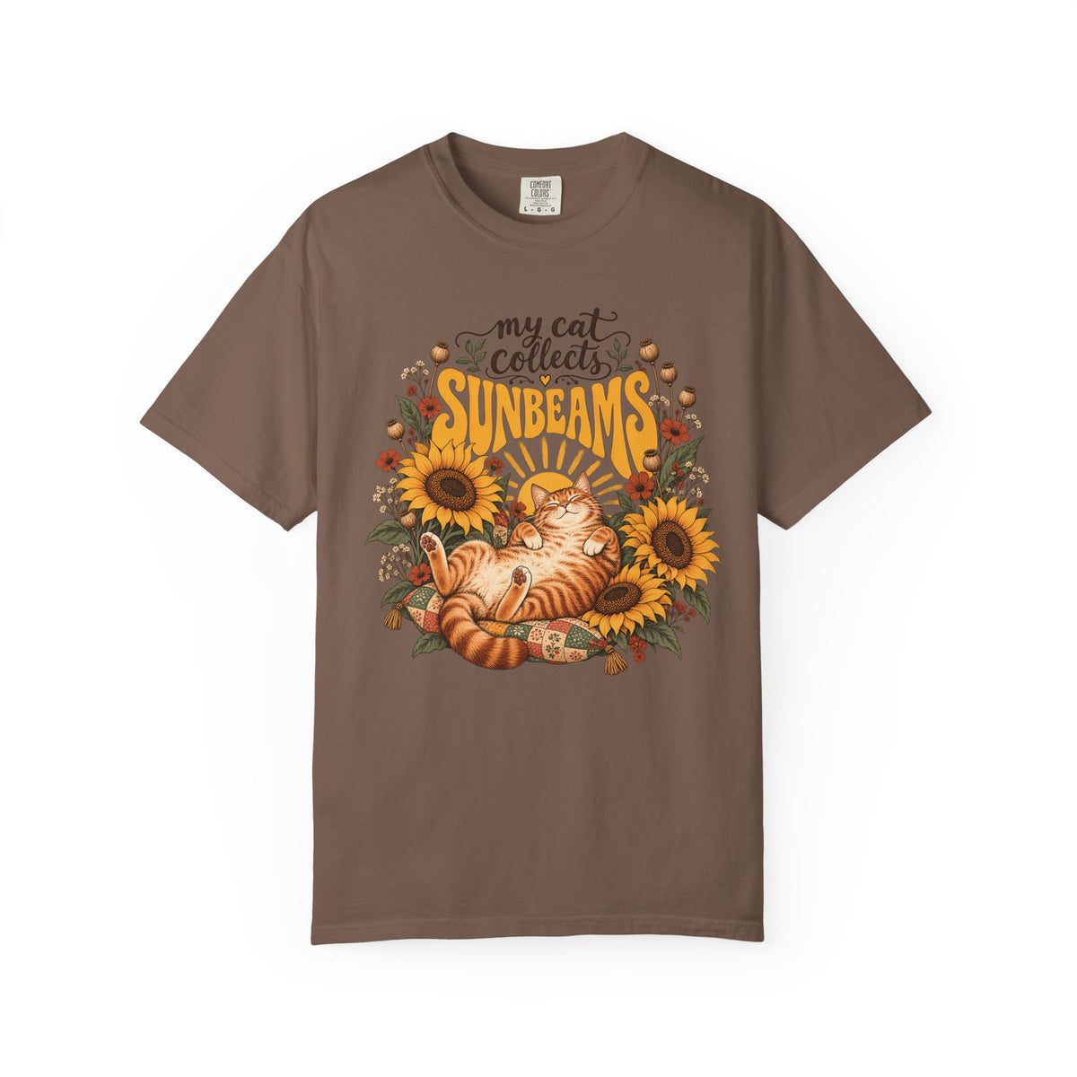 My Cat Collects Sunbeams T-Shirt – Sunflower Ginger Cat Lover Tee