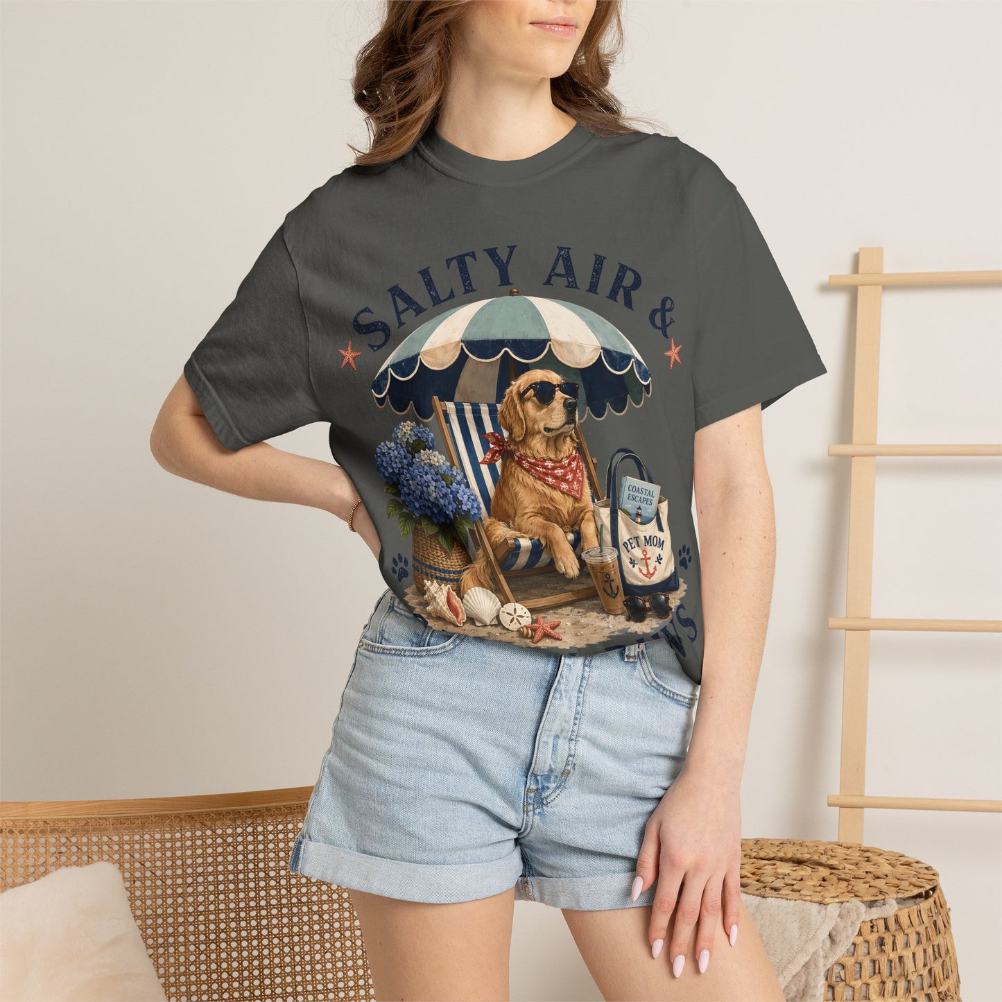 Salty Air and Sandy Paws — Cute Pet Lover Cottage T-Shirt