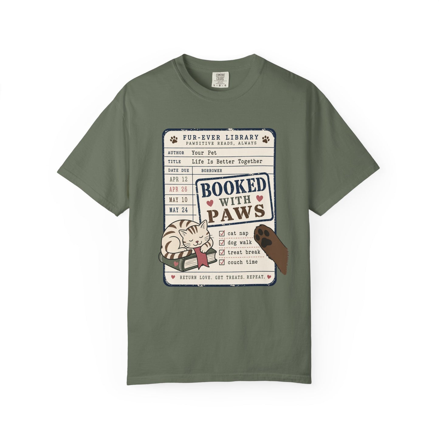 Booked With Paws Library Card Shirt - Cute Pet Lover T-Shirt