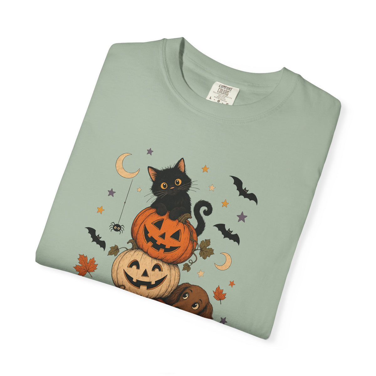 Pumpkin Paws Halloween T-Shirt – Cute Dog & Black Cat Fall Pet Lover Tee