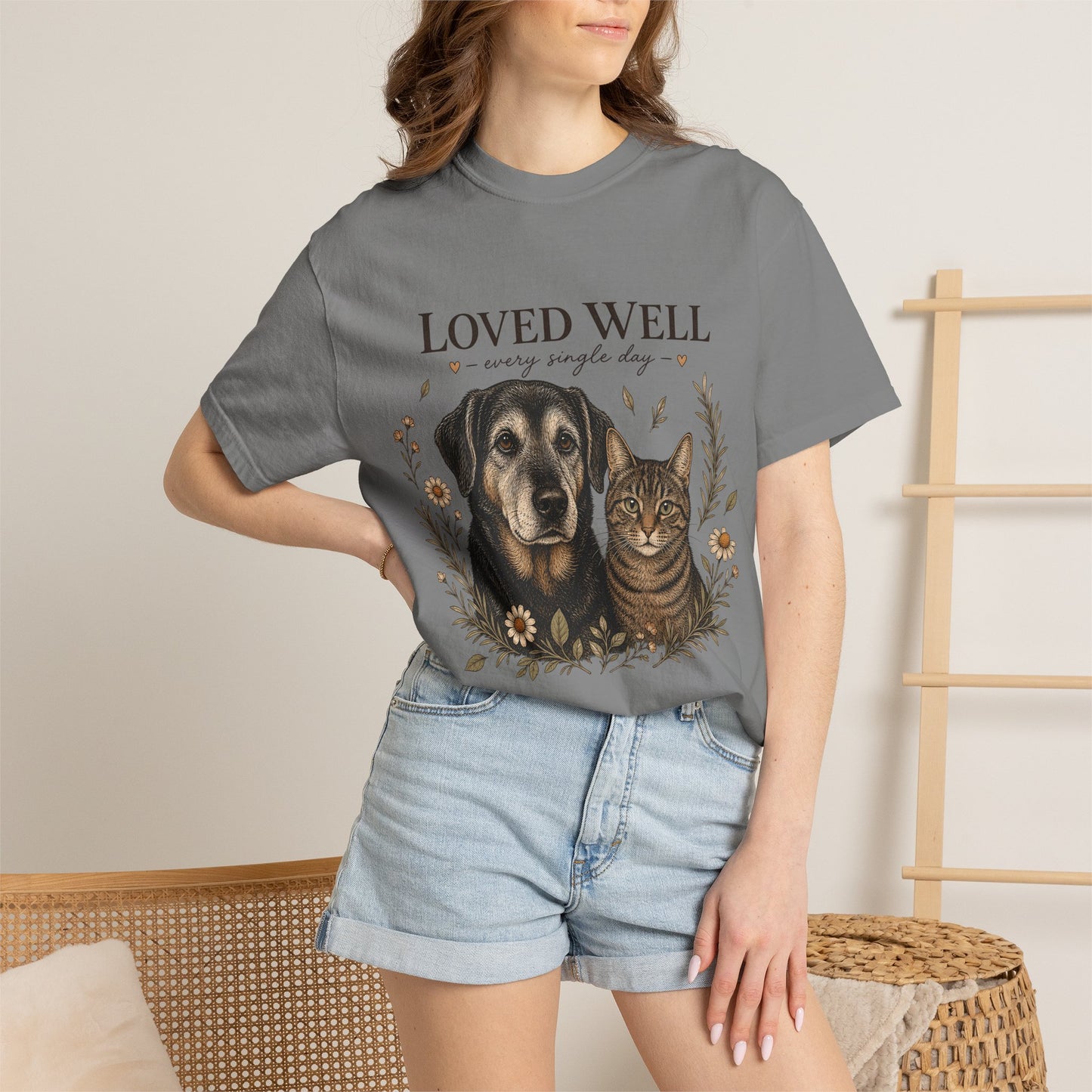 "Loved Well, Every Single Day" Dog & Cat Portrait T-Shirt