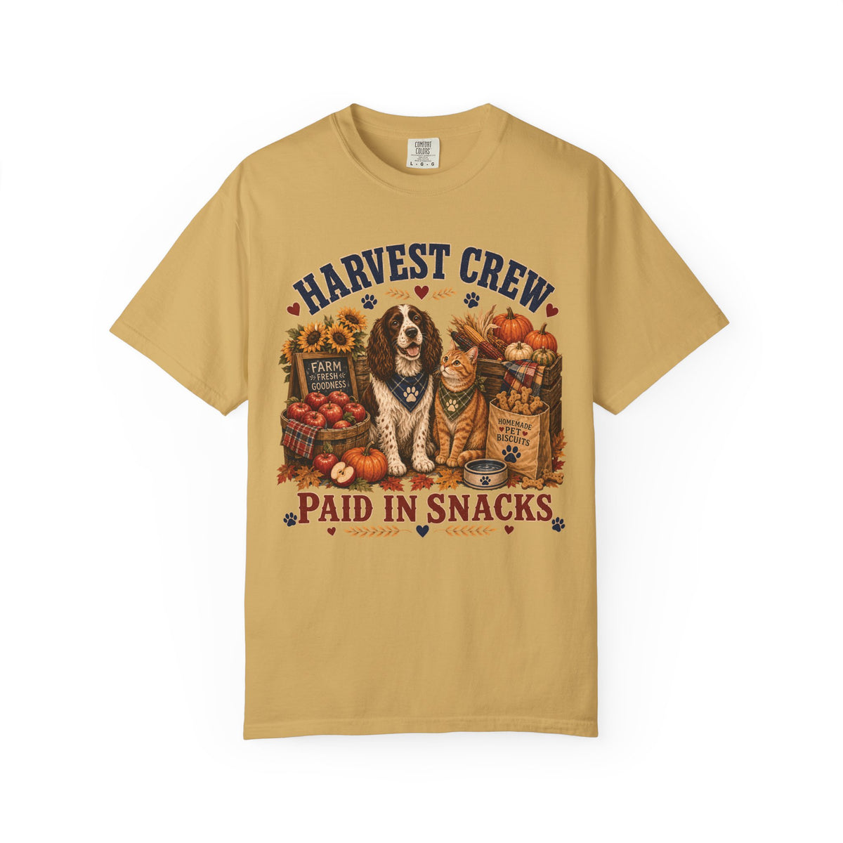 Harvest Crew – Paid in Snacks, Funny Fall Dog & Cat T-Shirt