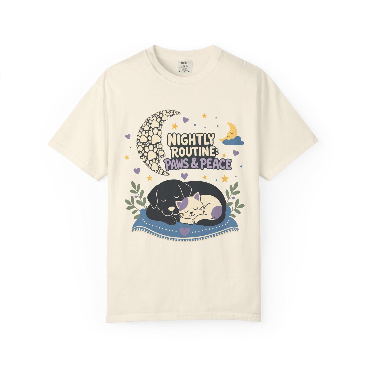 Nightly Routine Paws and Peace — Cute Pet Lover T-Shirt