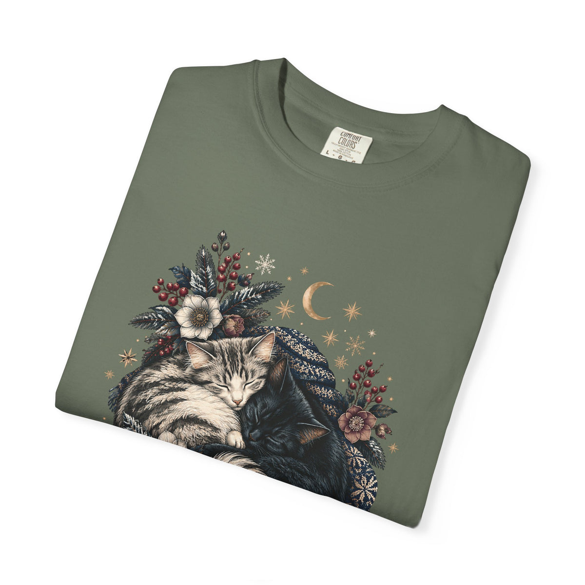 Sleeping Cats Winter T-Shirt – Celestial Cozy Cat Lover Tee