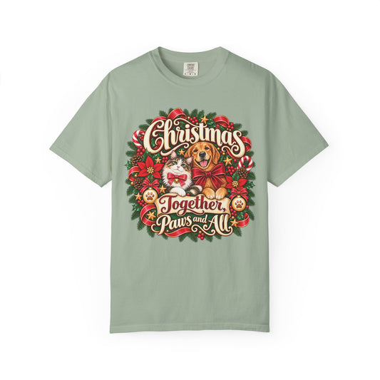 Christmas Together Paws and All T-Shirt – Dog & Cat Christmas Tee