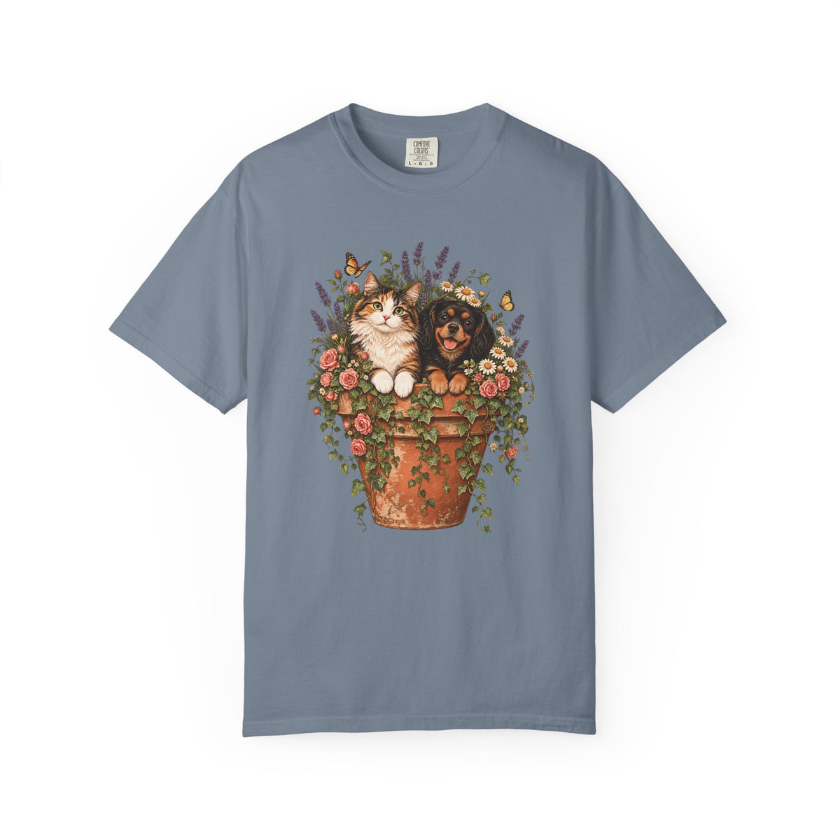 Cottage Garden Dog & Cat T-Shirt – Floral Pet Lover Tee