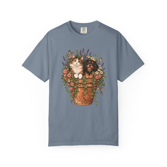 Cottage Garden Dog & Cat T-Shirt – Floral Pet Lover Tee