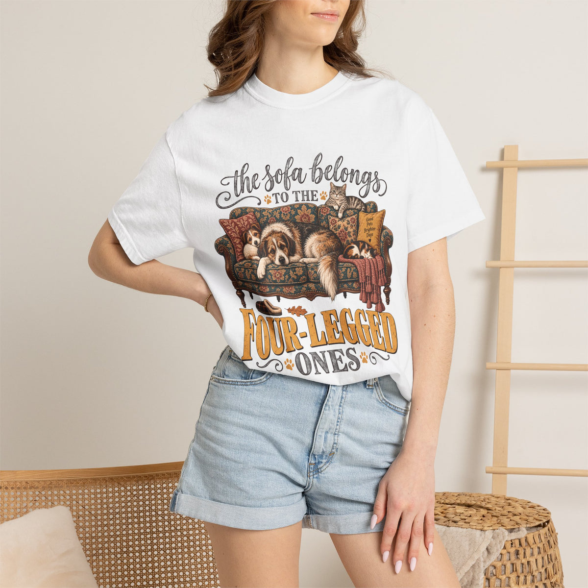 The Sofa Belongs to the Four-Legged Ones T-Shirt – Funny Dog & Cat Lover Tee