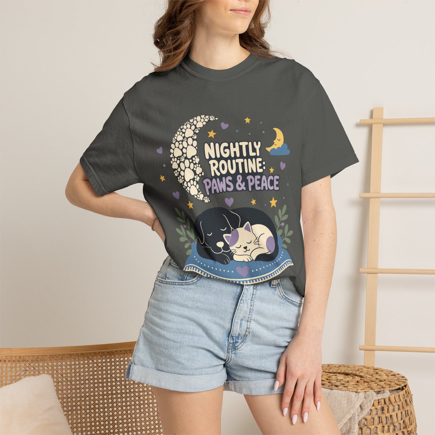 Nightly Routine Paws and Peace — Cute Pet Lover T-Shirt