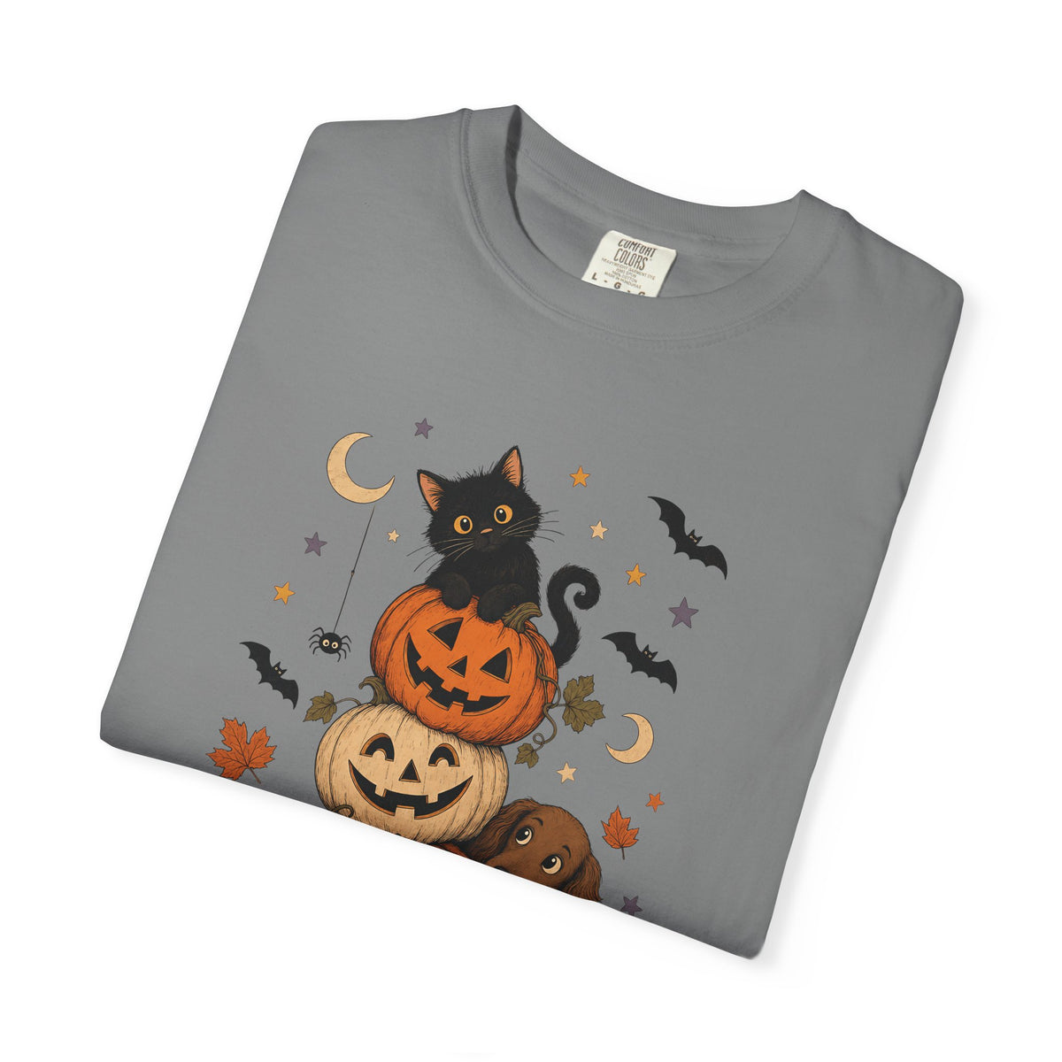 Pumpkin Paws Halloween T-Shirt – Cute Dog & Black Cat Fall Pet Lover Tee