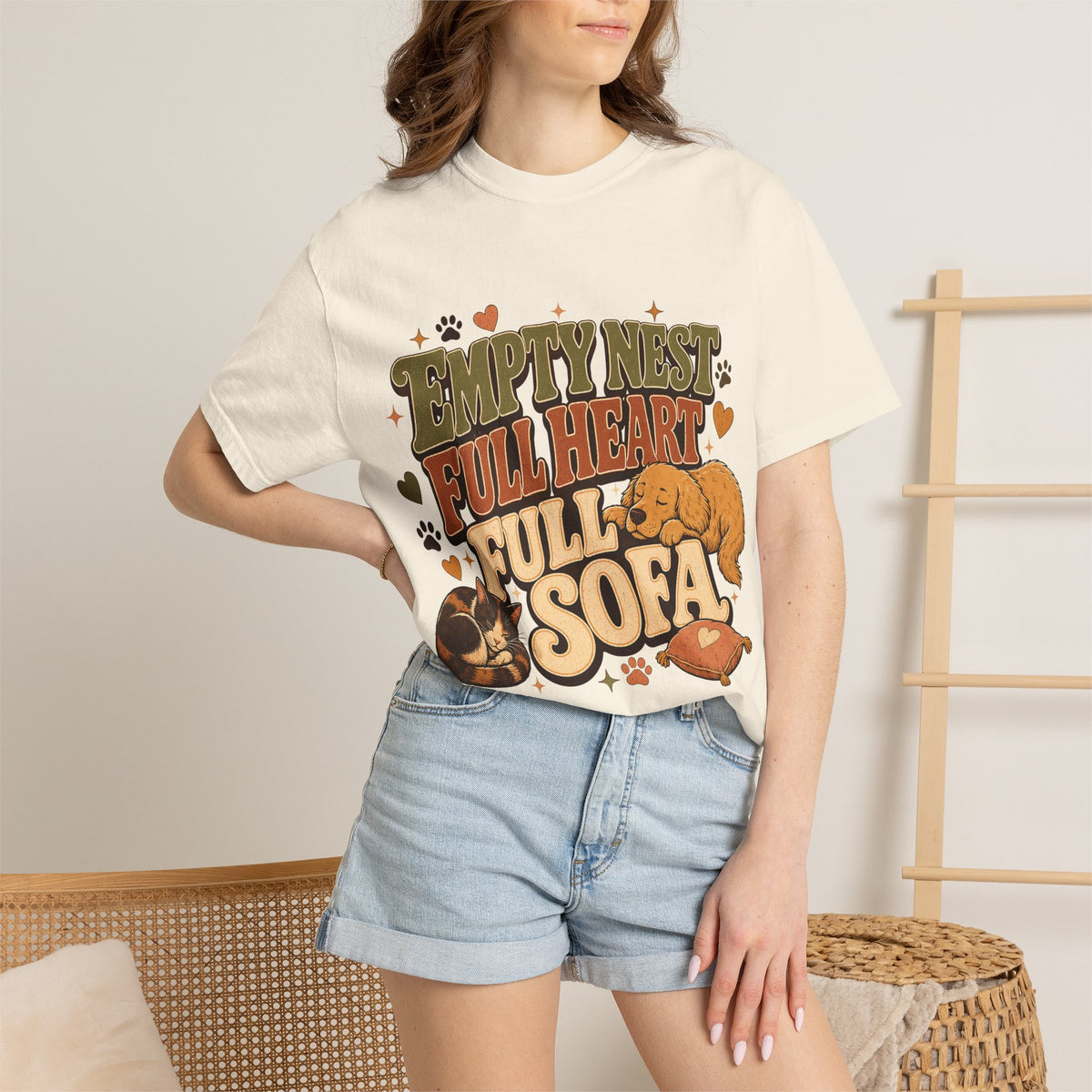Empty Nest Full Heart Full Sofa Dog and Cat T-Shirt