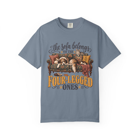 The Sofa Belongs to the Four-Legged Ones T-Shirt – Funny Dog & Cat Lover Tee