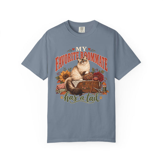 My Favorite Roommate Has a Tail T-Shirt – Cozy Cat Lover Tee