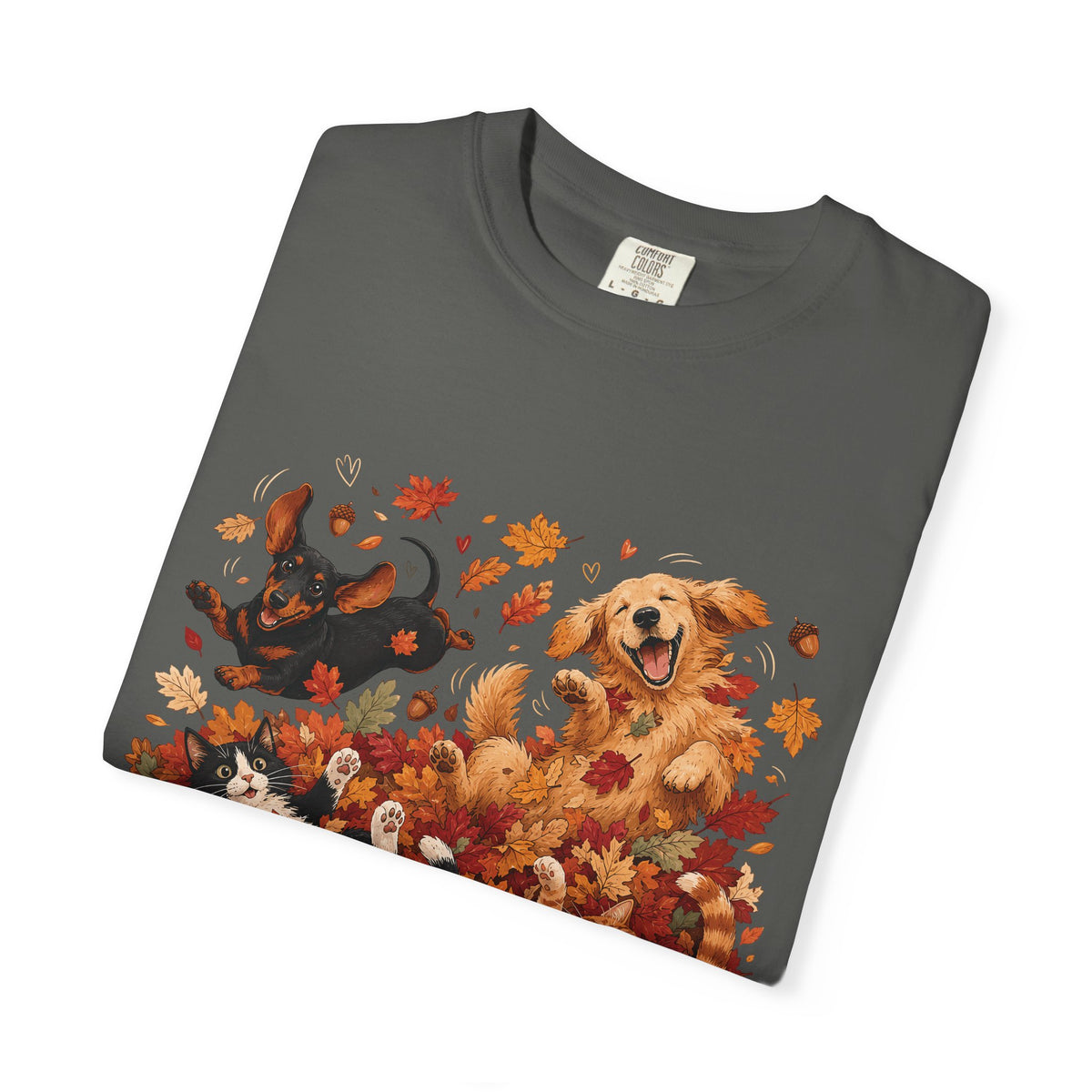 Autumn Leaves Dog & Cat T-Shirt – Cute Fall Pet Lover Graphic Tee