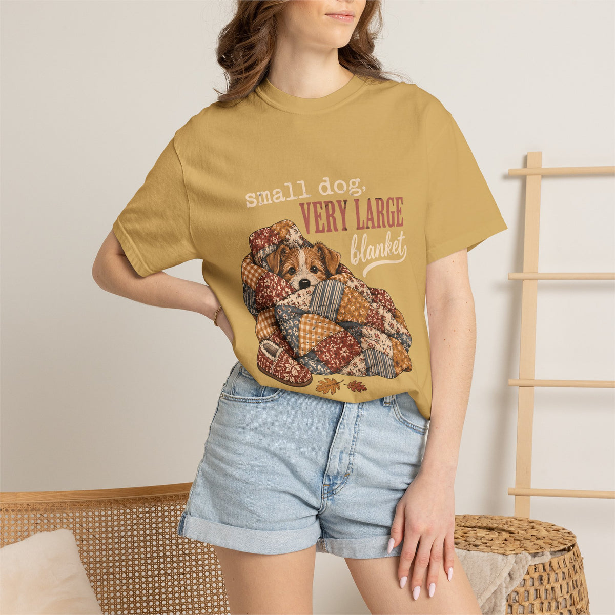Small Dog Very Large Blanket T-Shirt – Funny Cozy Dog Lover Tee