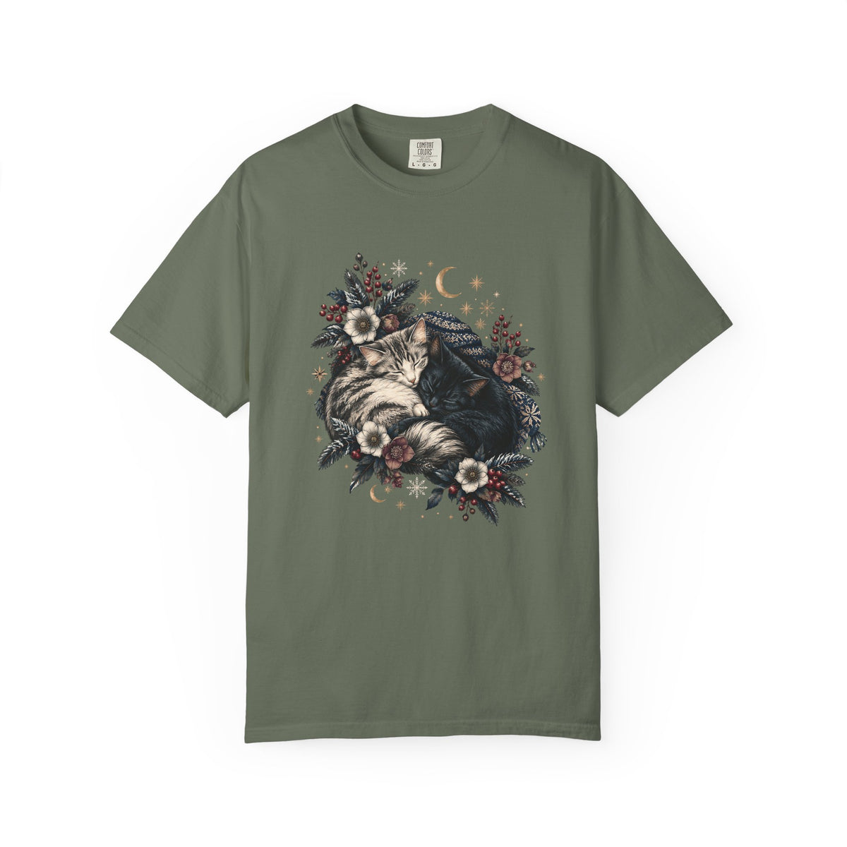 Sleeping Cats Winter T-Shirt – Celestial Cozy Cat Lover Tee
