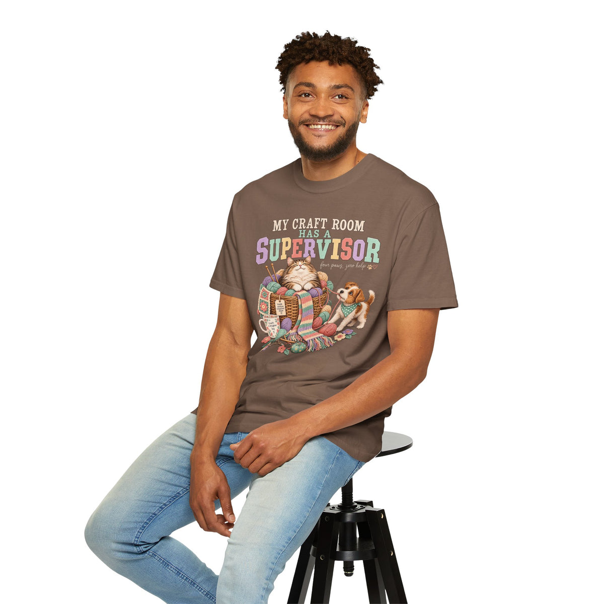 My Craft Room Has a Supervisor T-Shirt – Funny Cat & Dog Crafting Tee