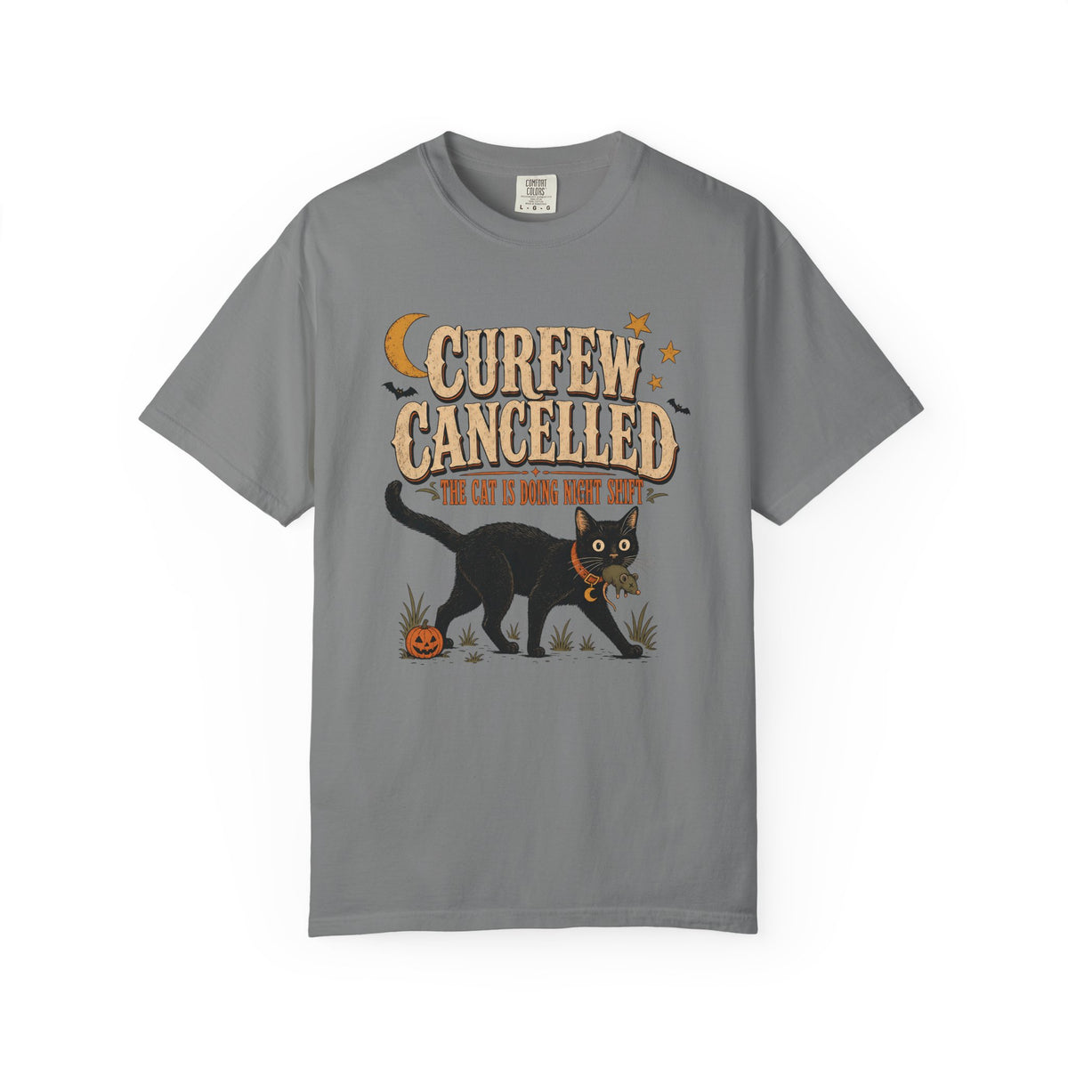 Curfew Cancelled Cat T-Shirt – Funny Halloween Cat Lover Tee