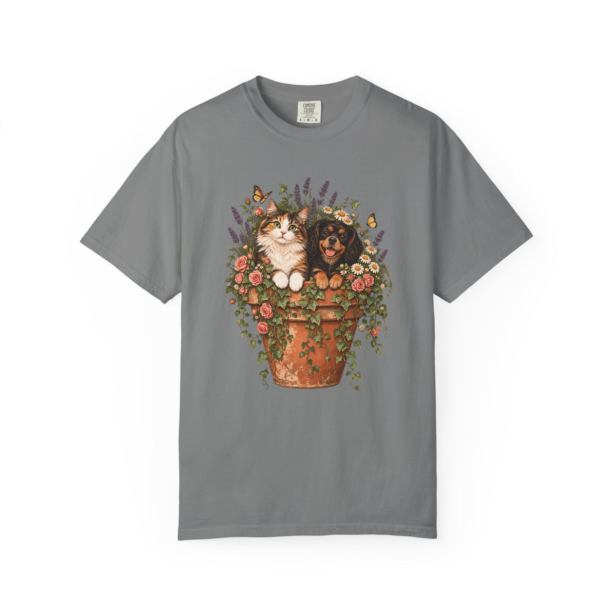 Cottage Garden Dog & Cat T-Shirt – Floral Pet Lover Tee
