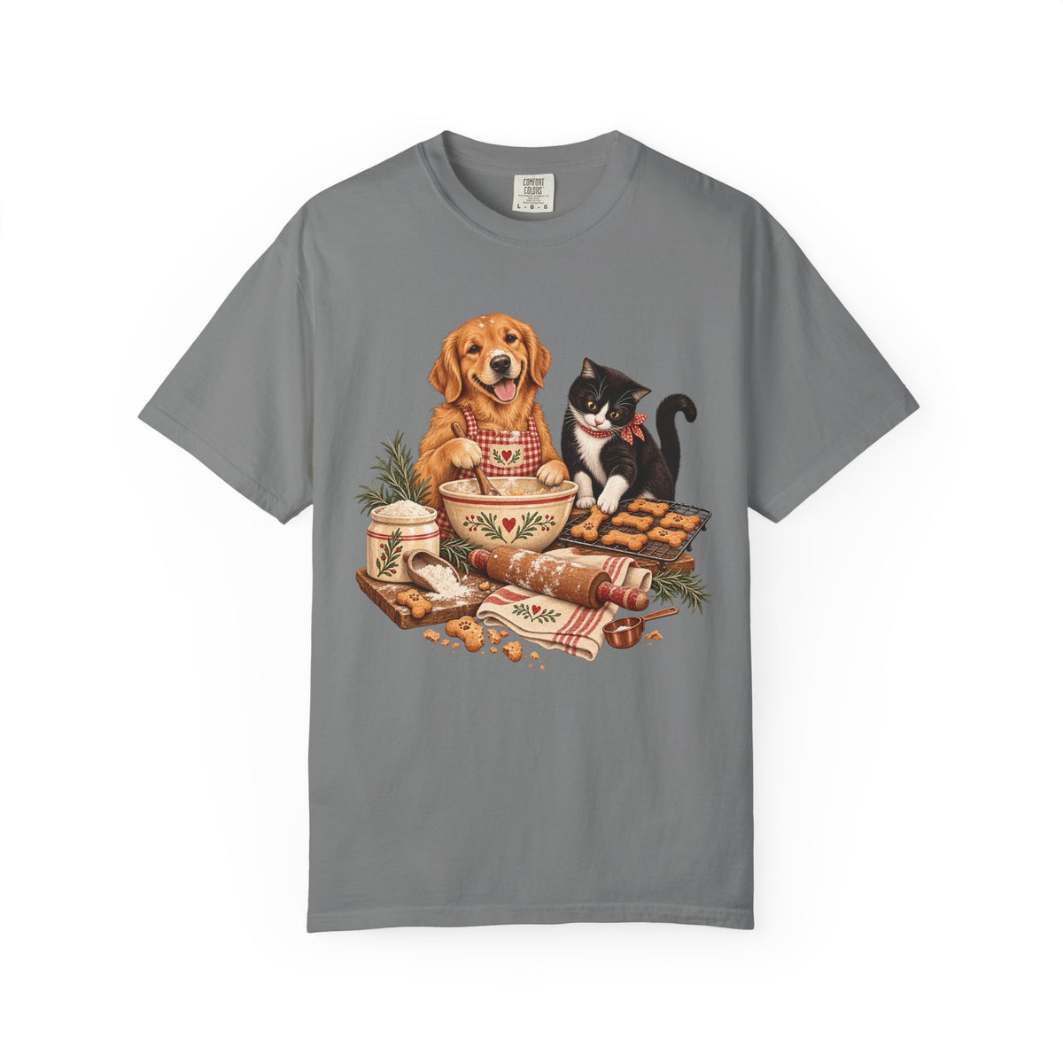 Dog & Cat Baking T-Shirt – Cozy Country Kitchen Pet Lover Tee