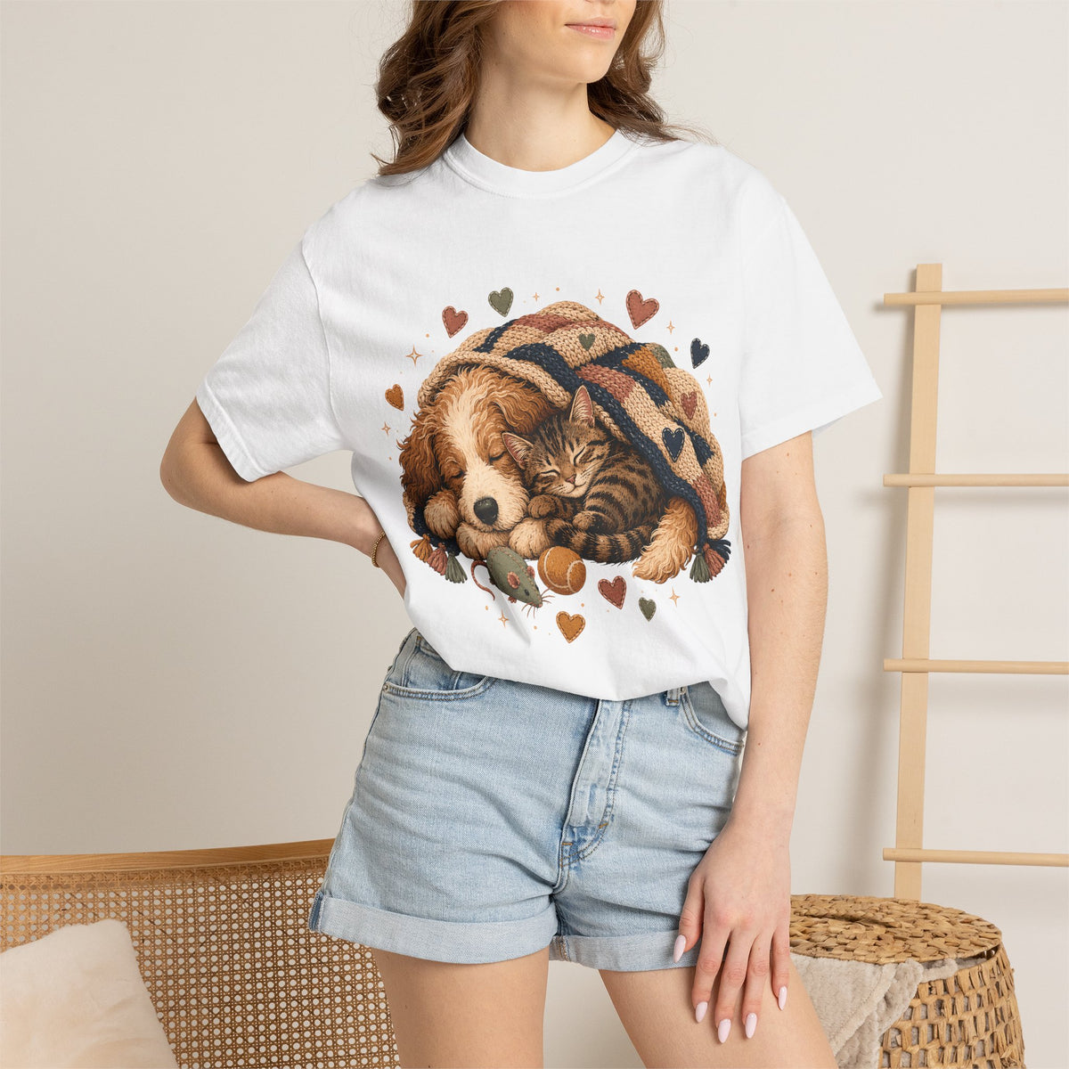 Sleeping Dog and Cat T-Shirt | Cozy Pet Lover T-Shirt
