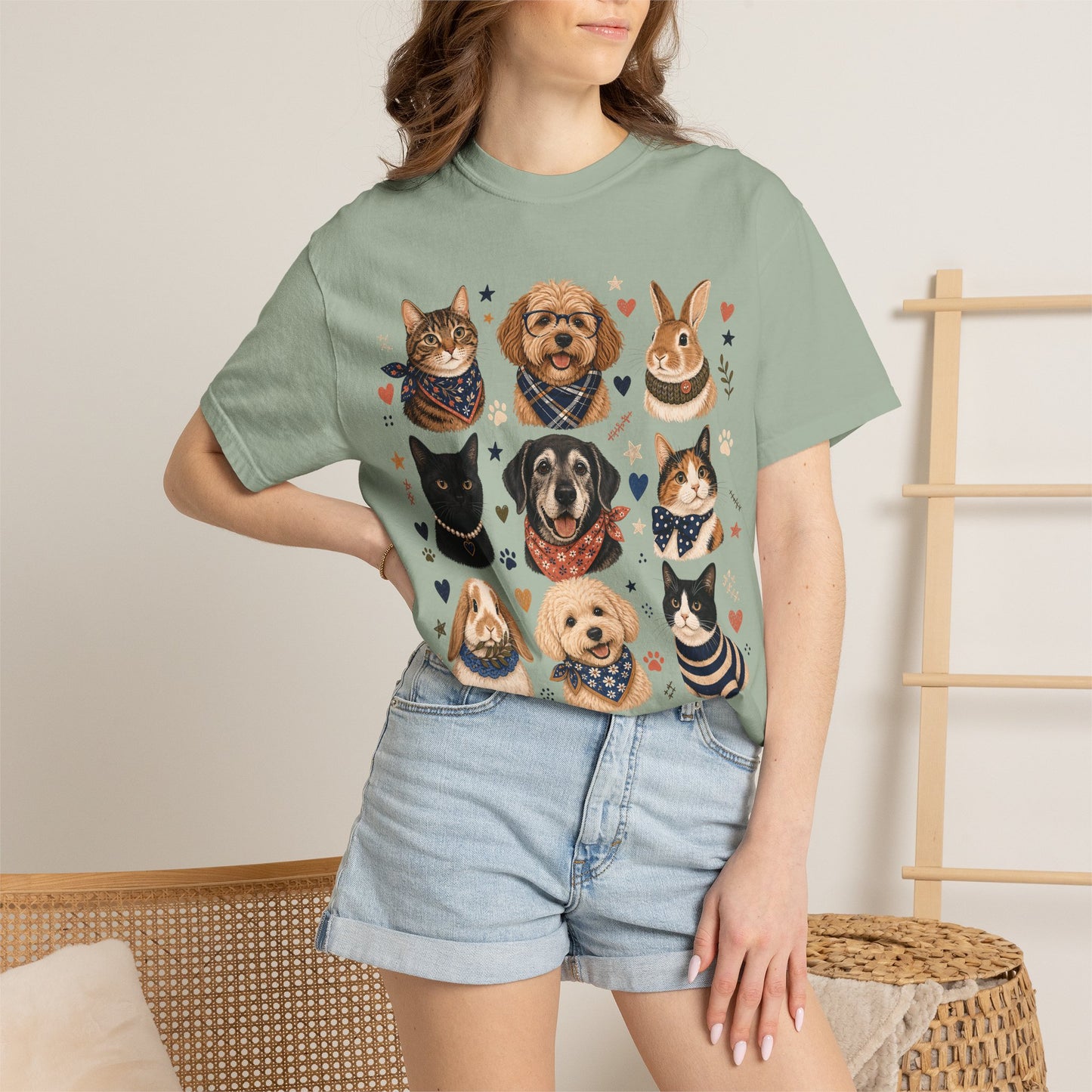 Boutique Pet Portrait Grid T-Shirt