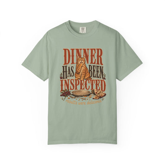 Dinner Has Been Inspected T-Shirt – Funny Cat Thanksgiving & Fall Tee
