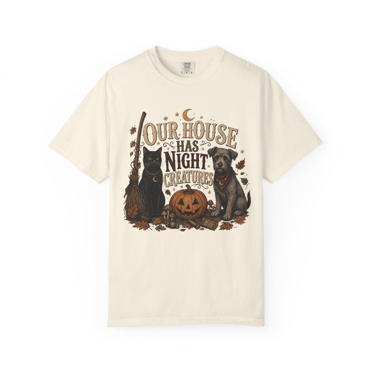 Our House Has Night Creatures T-Shirt – Funny Halloween Dog & Cat Shirt