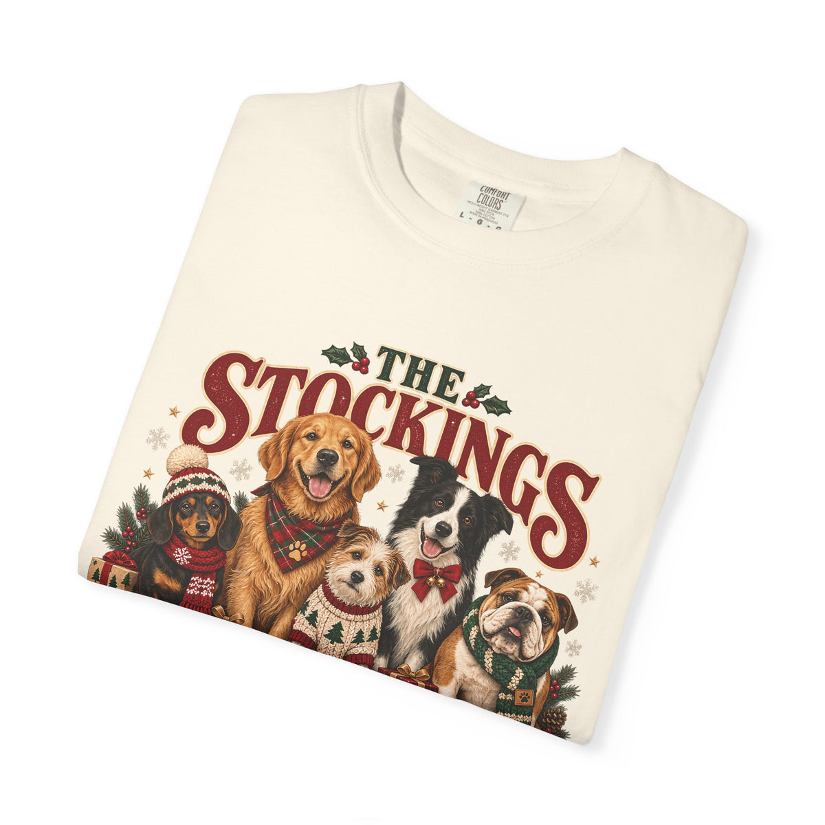 The Stockings Have Paw Prints T-Shirt – Christmas Dog Lover Tee