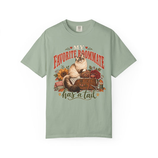 My Favorite Roommate Has a Tail T-Shirt – Cozy Cat Lover Tee