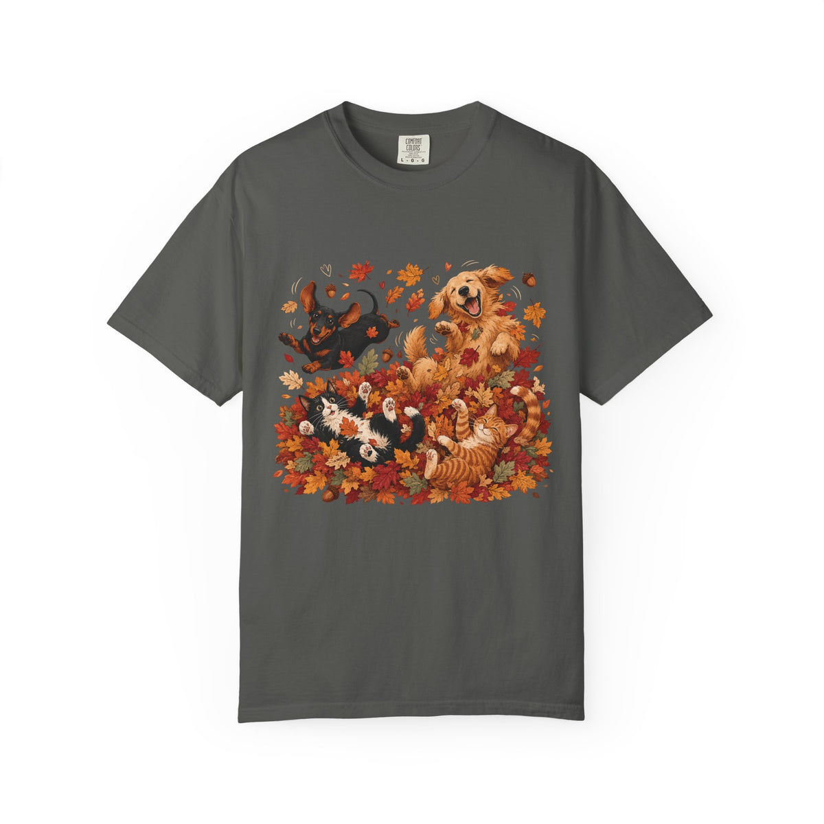 Autumn Leaves Dog & Cat T-Shirt – Cute Fall Pet Lover Graphic Tee