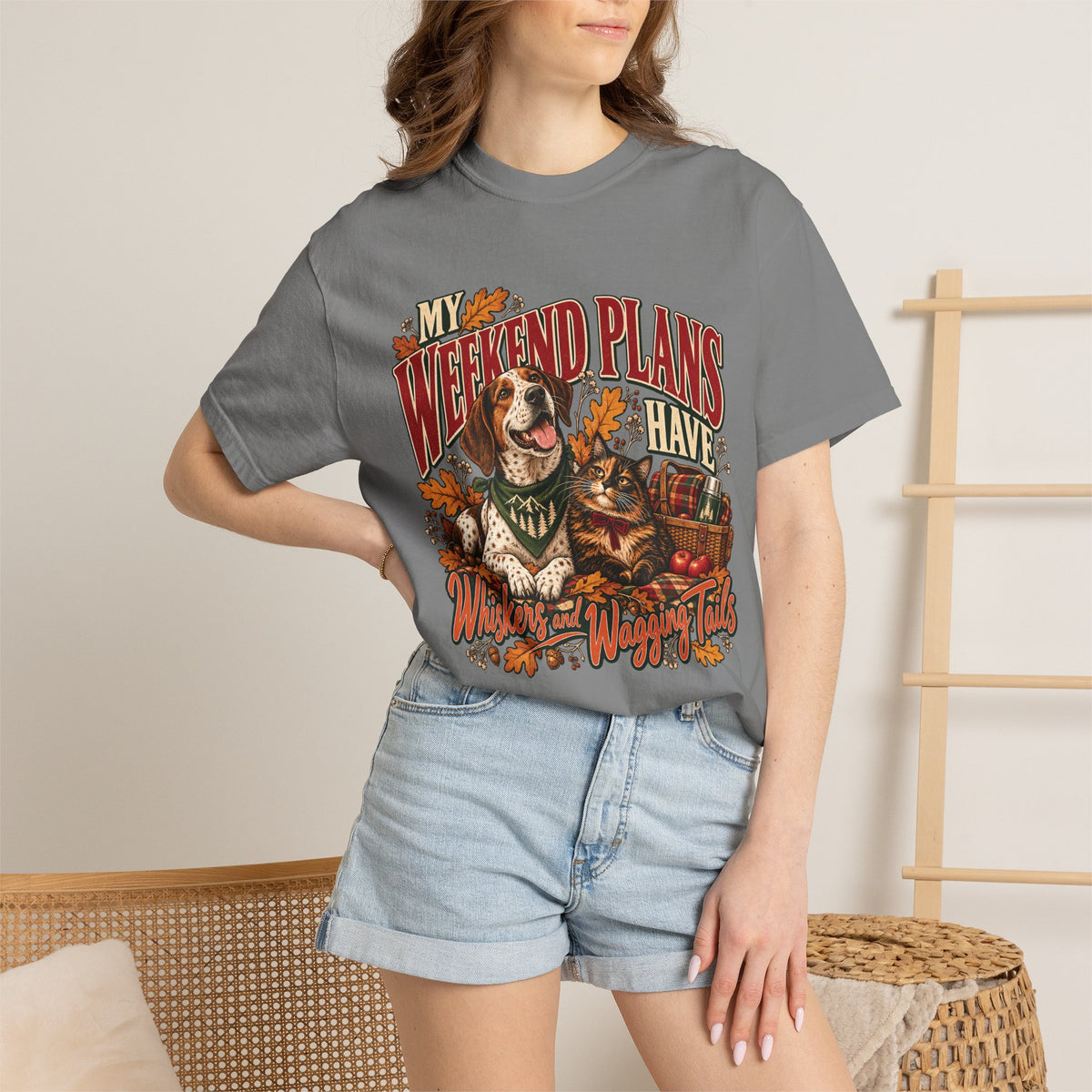 My Weekend Plans Have Whiskers and Wagging Tails T-Shirt – Dog & Cat Lover Tee