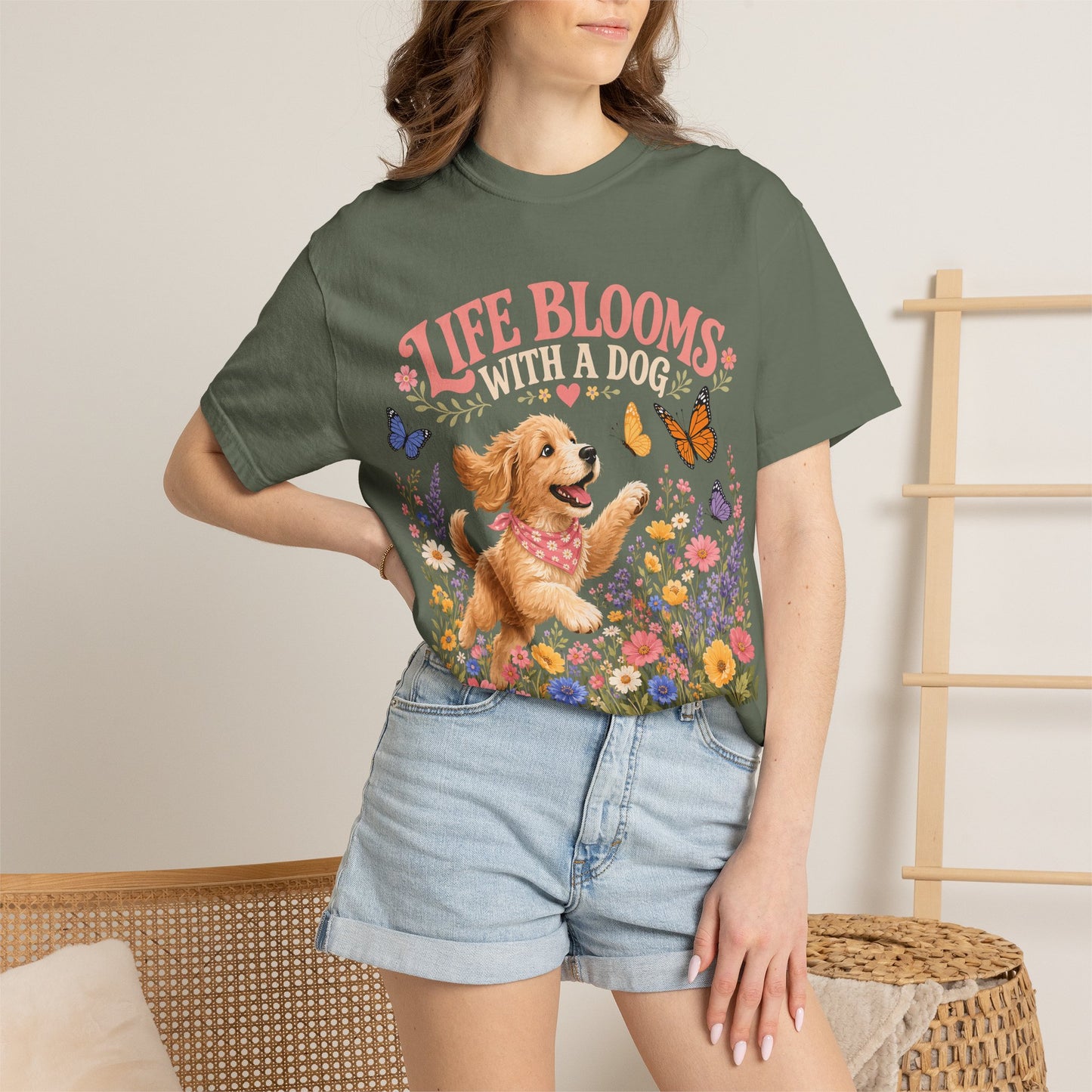 Life Blooms With a Dog — Cute Pet Lover T-Shirt