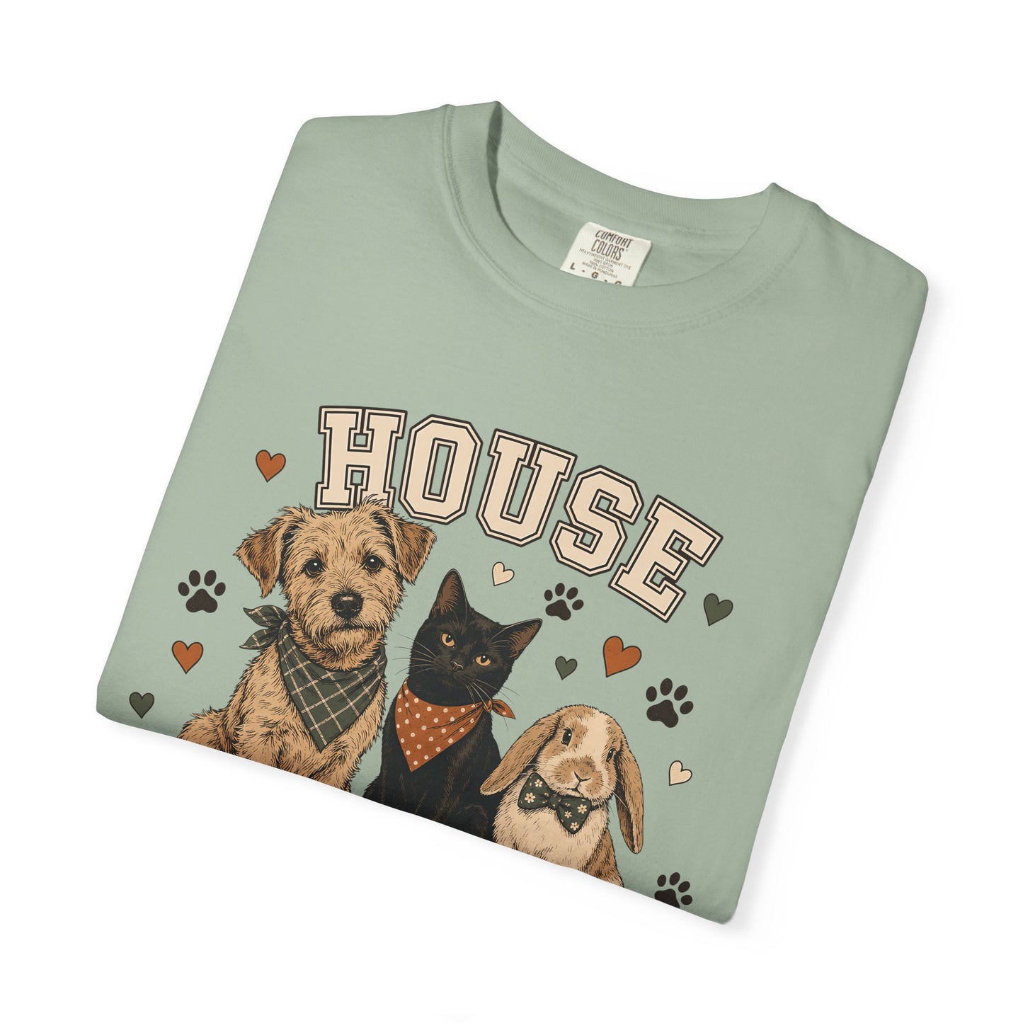 "House Pet Social Club" Varsity-Style Dog, Cat & Bunny T-Shirt