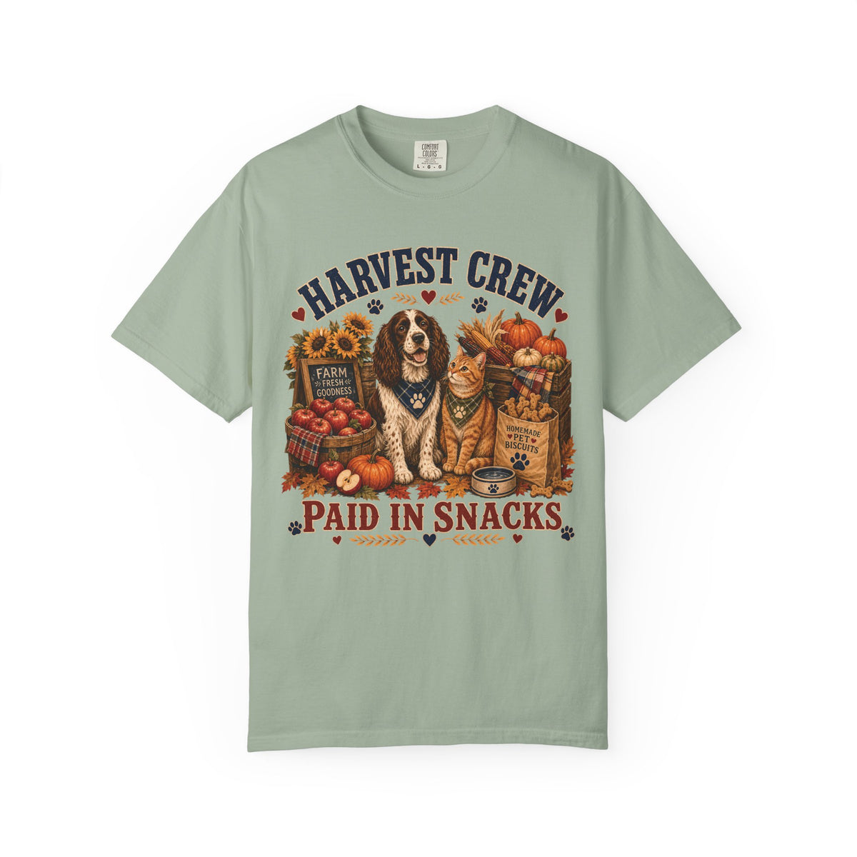 Harvest Crew – Paid in Snacks, Funny Fall Dog & Cat T-Shirt