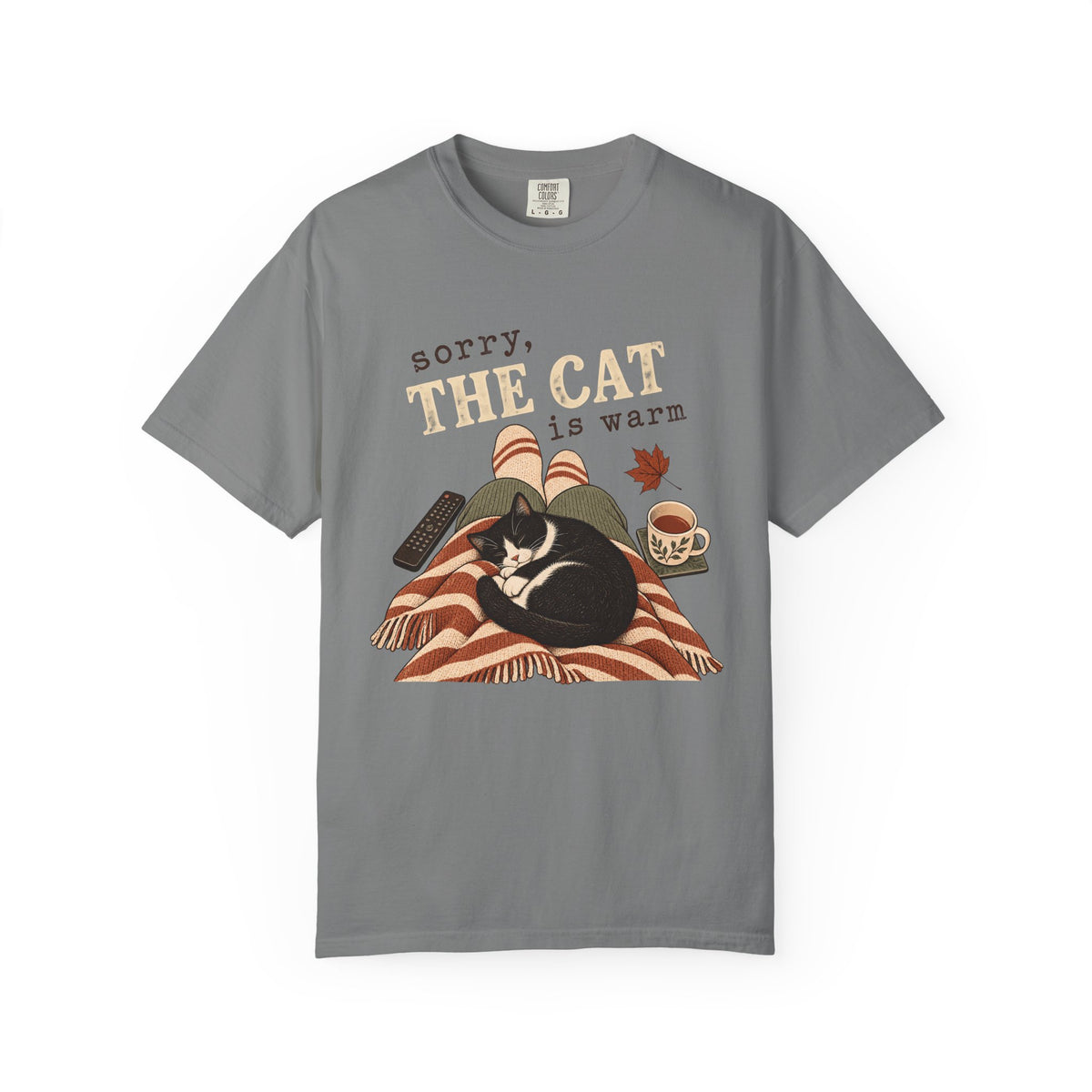 Sorry, The Cat Is Warm T-Shirt – Funny Cat Lover Cozy Lap Tee