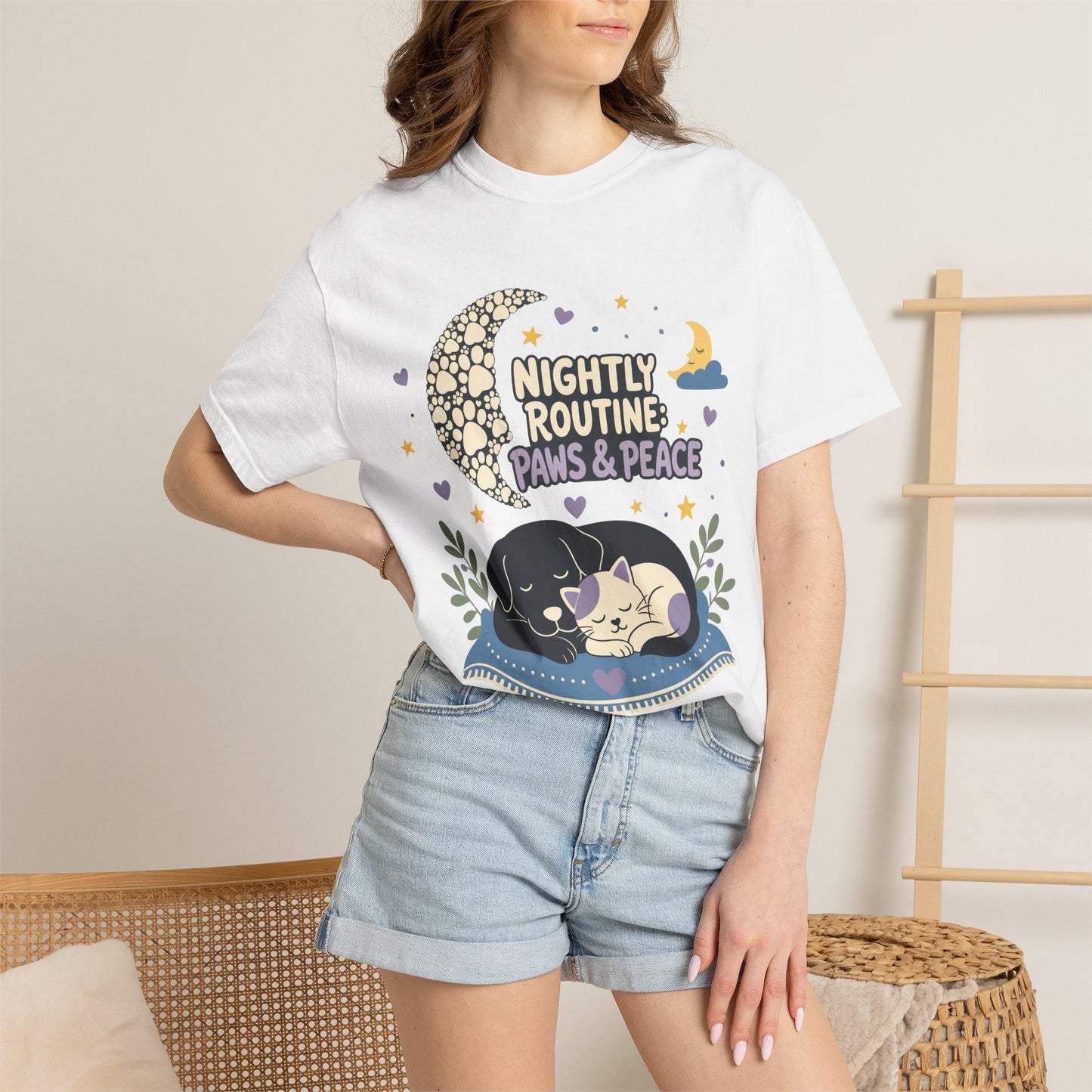 Nightly Routine Paws and Peace — Cute Pet Lover T-Shirt