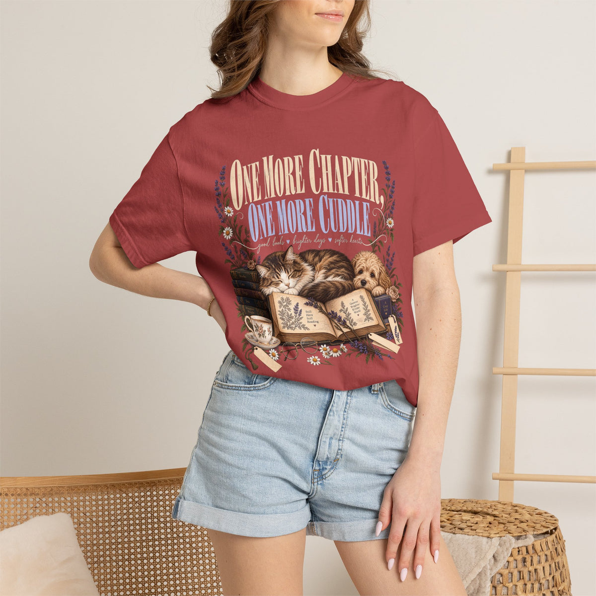 One More Chapter One More Cuddle T-Shirt – Book Lover Dog & Cat Tee