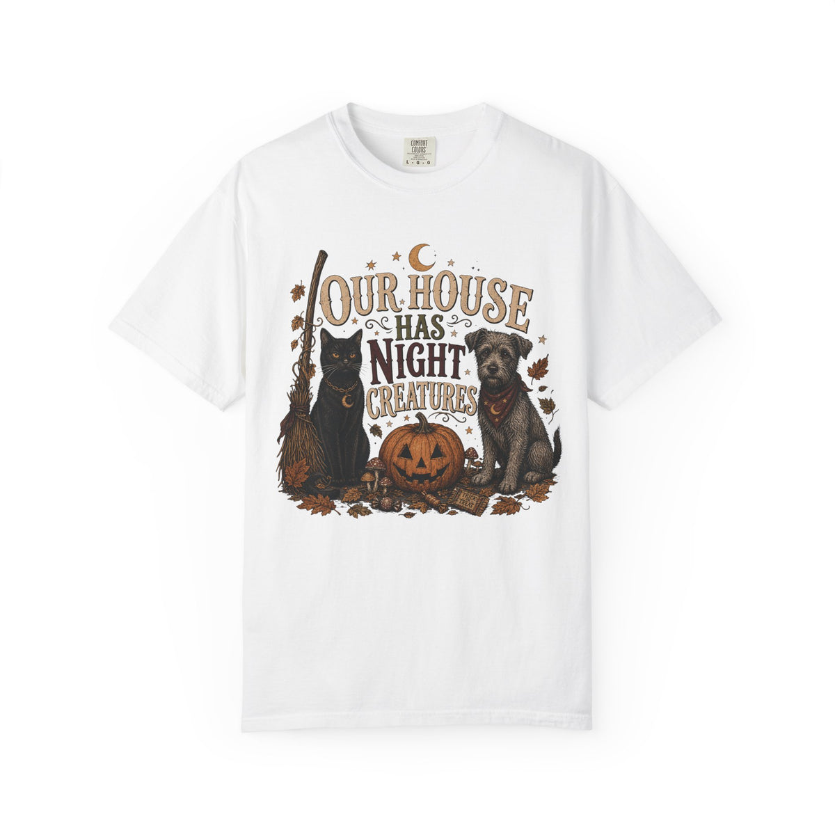 Our House Has Night Creatures T-Shirt – Funny Halloween Dog & Cat Shirt