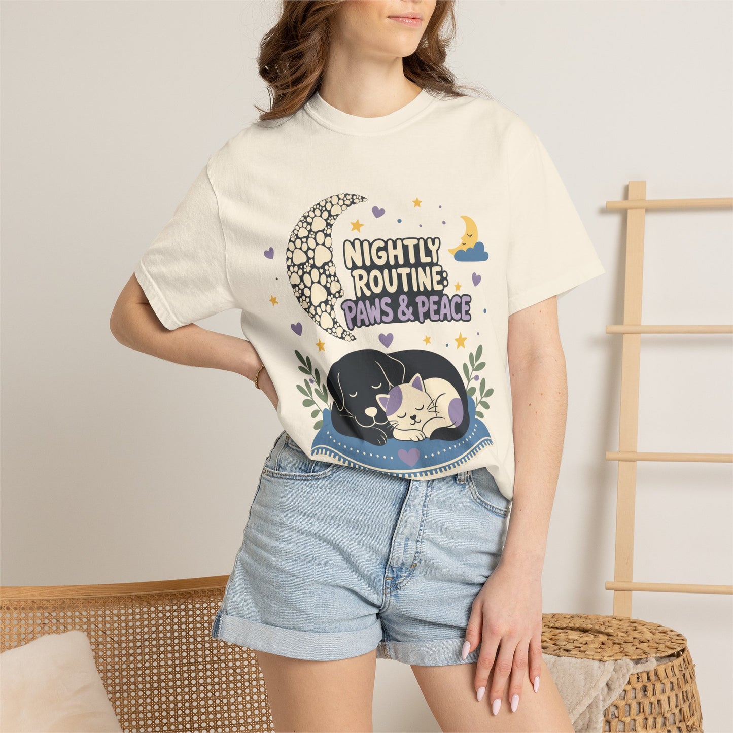 Nightly Routine Paws and Peace — Cute Pet Lover T-Shirt