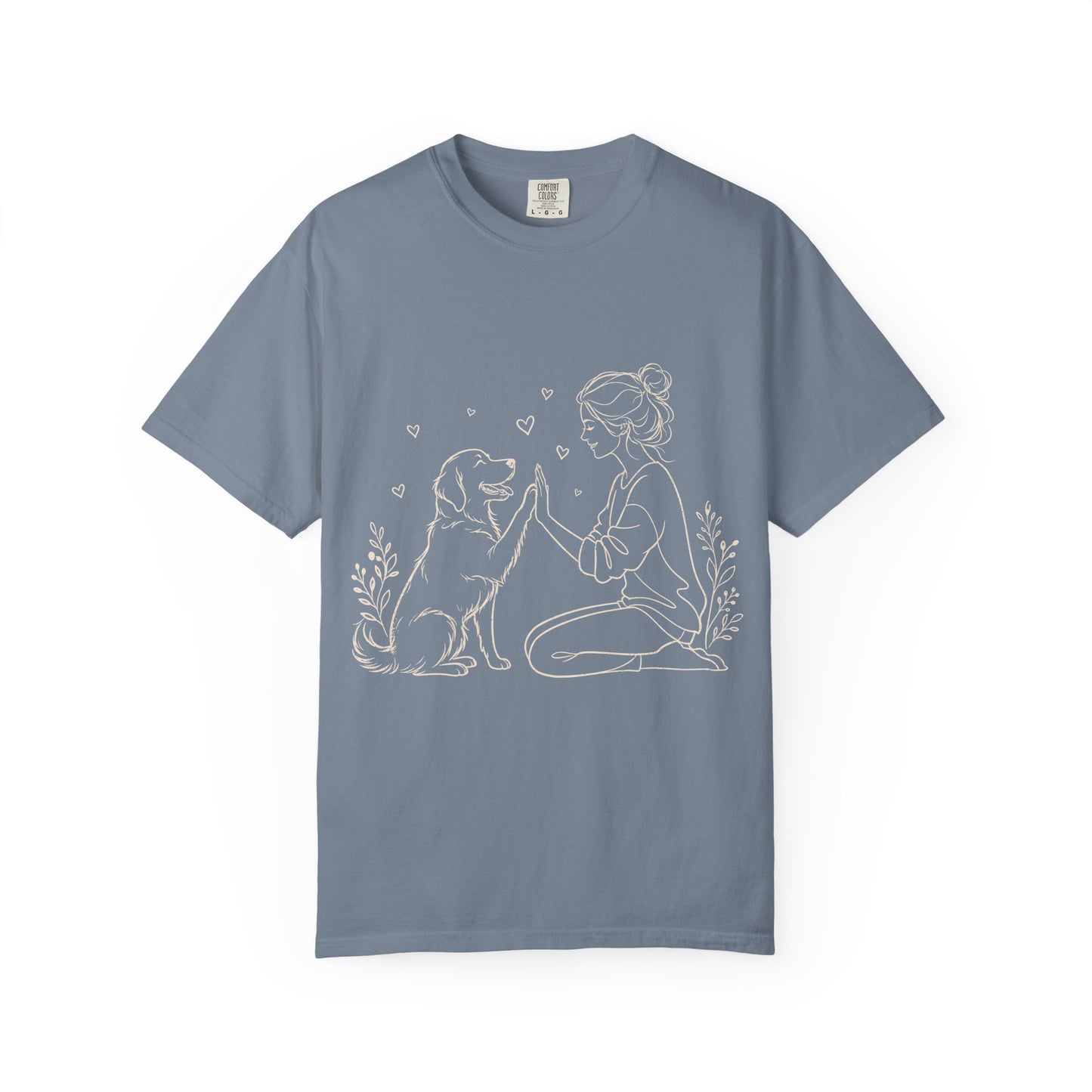 Minimalist Woman and Dog High Five - Cute Pet Lover T-Shirt
