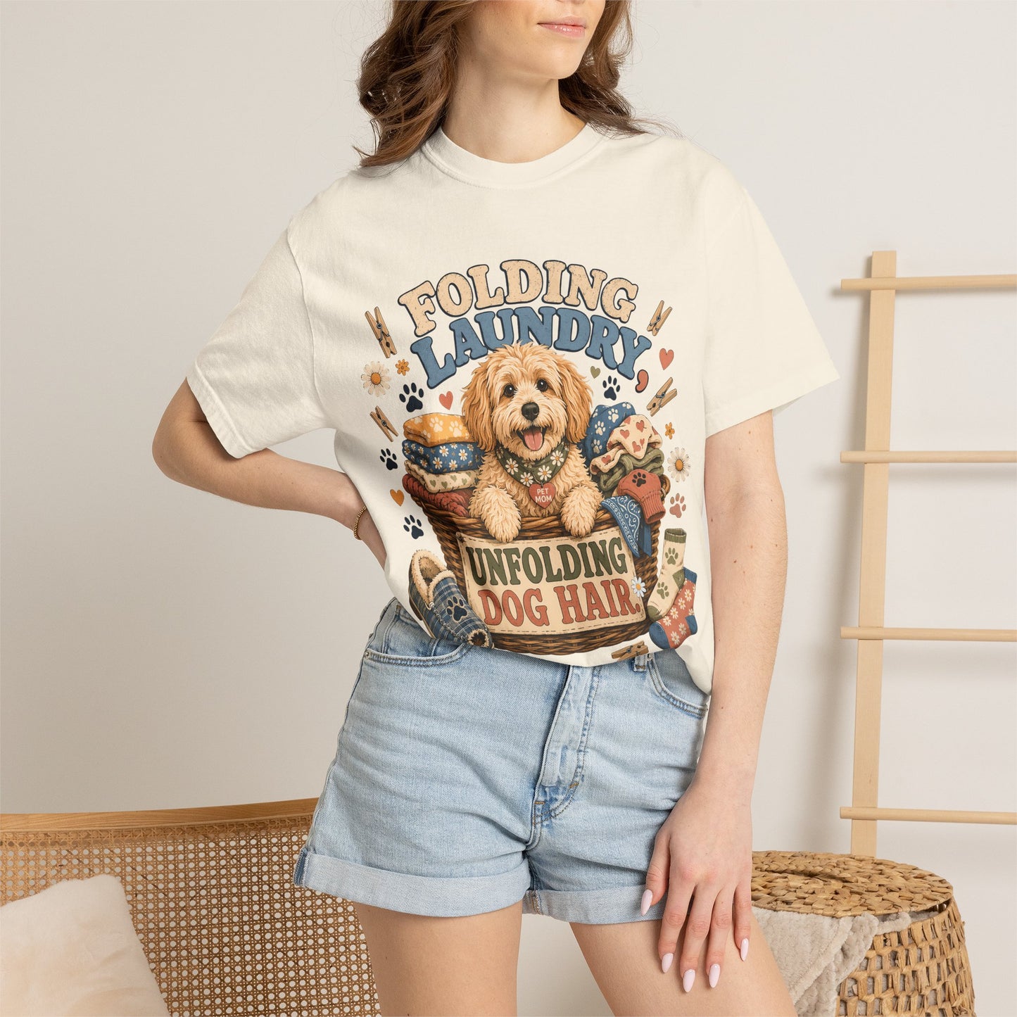 Folding Laundry Unfolding Dog Hair — Cute Pet Lover T-Shirt
